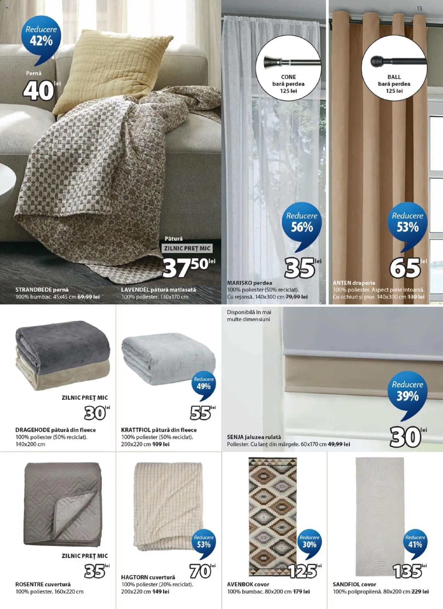 Noul catalog JYSK – valabil de la 27.05.2026 | Pagină: 13 | Produse: Cuvertură, Pătură, Covor, Perdea