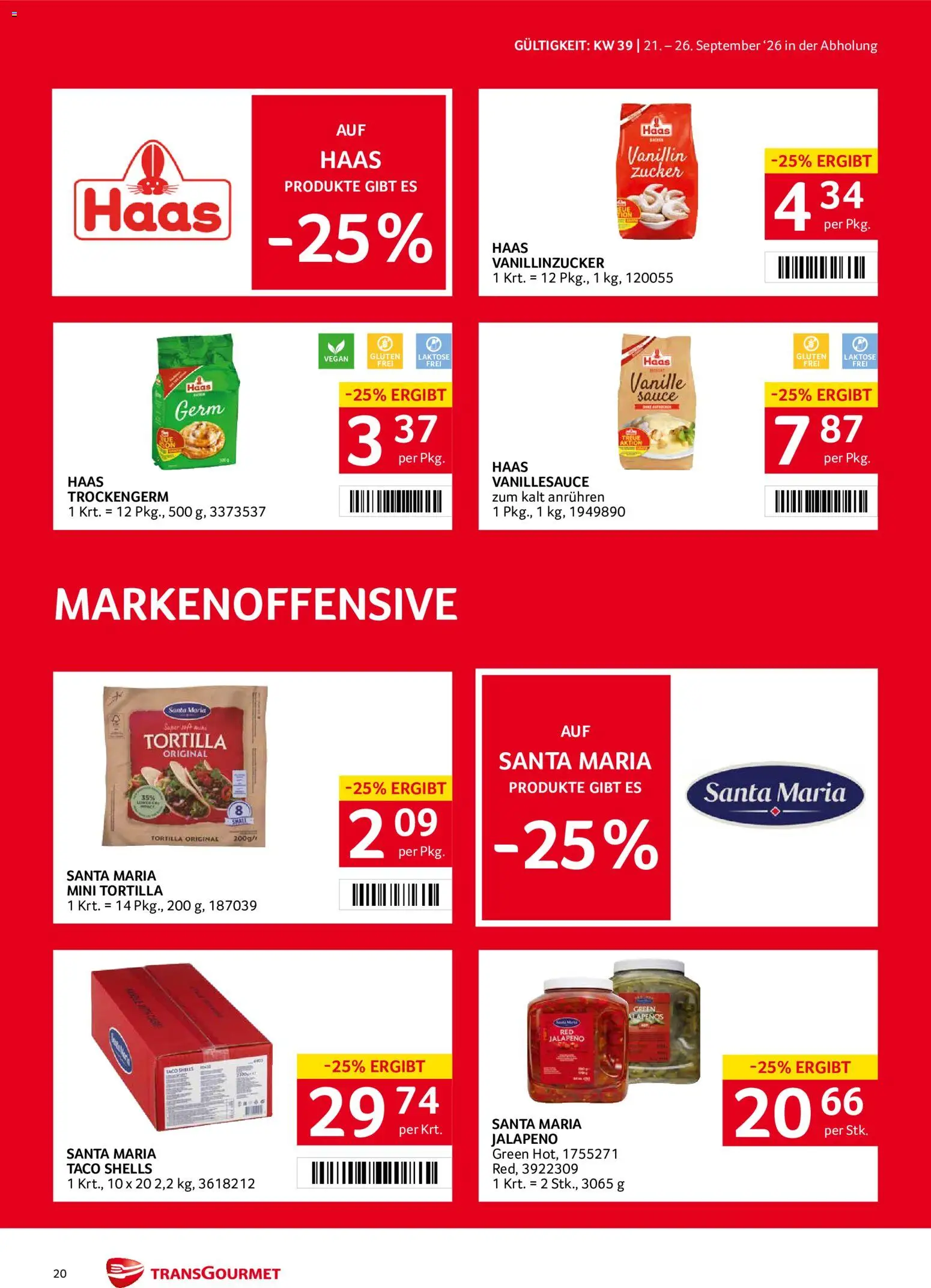 Transgourmet Flugblatt gültig ab 20.09.2026 | Seite: 18 | Produkte: Zucker, Vanille