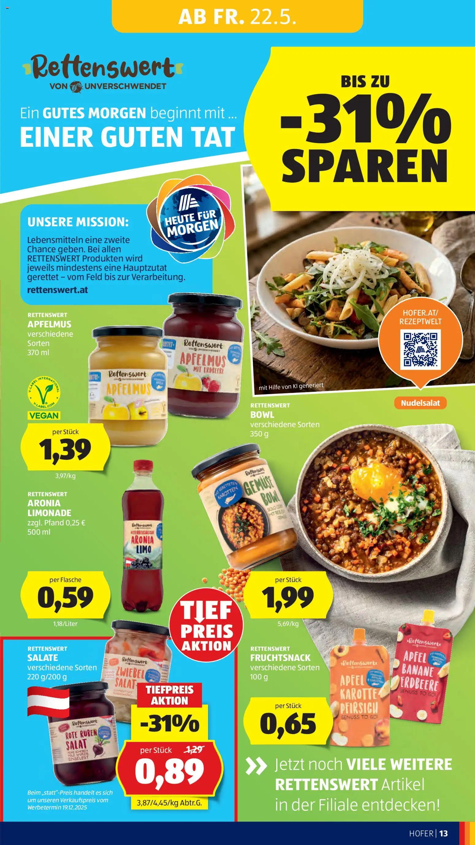 Hofer Flugblatt gültig ab 22.05.2026 | Seite: 17 | Produkte: Karotte, Salat, Zwiebeln, Äpfel