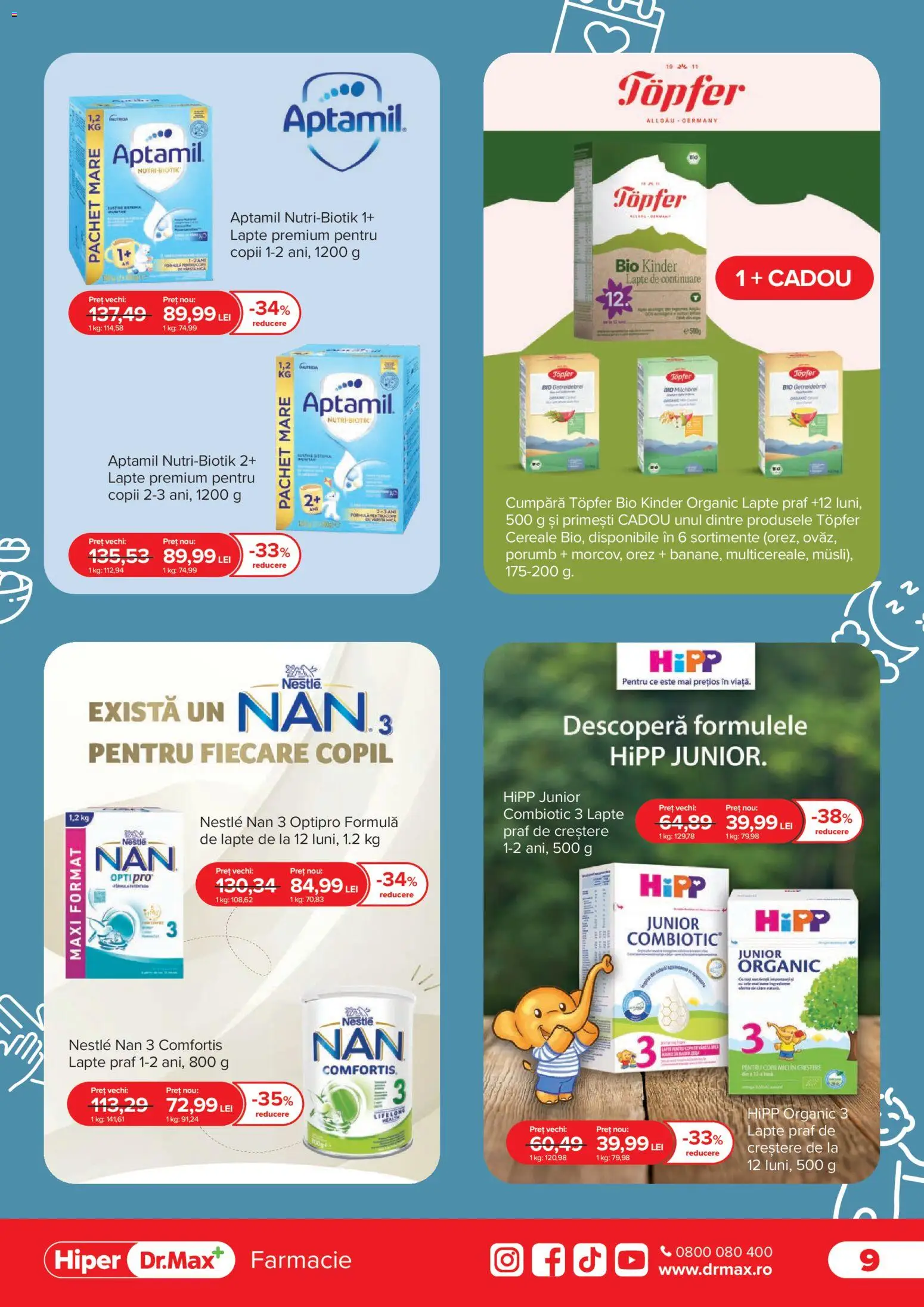 Noul catalog Dr.Max – valabil de la 01.04.2026 | Pagină: 9 | Produse: Lapte praf, Lapte, Cereale, Porumb