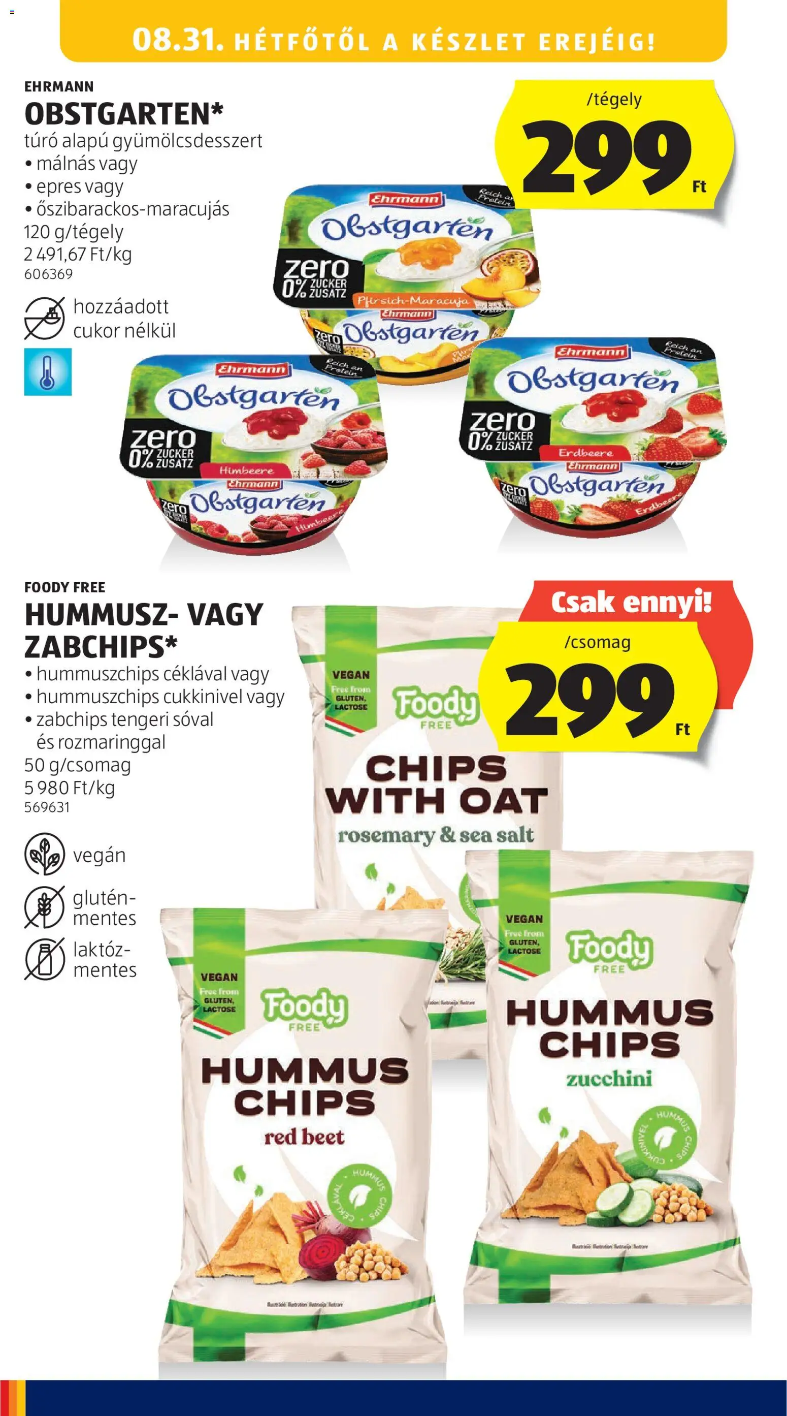 Aldi akciós ujság - amely érvényes a következő dátumtól: 2026.08.27. | Oldal: 26 | Termékek: Hummusz, Protein, Free From, Cukor