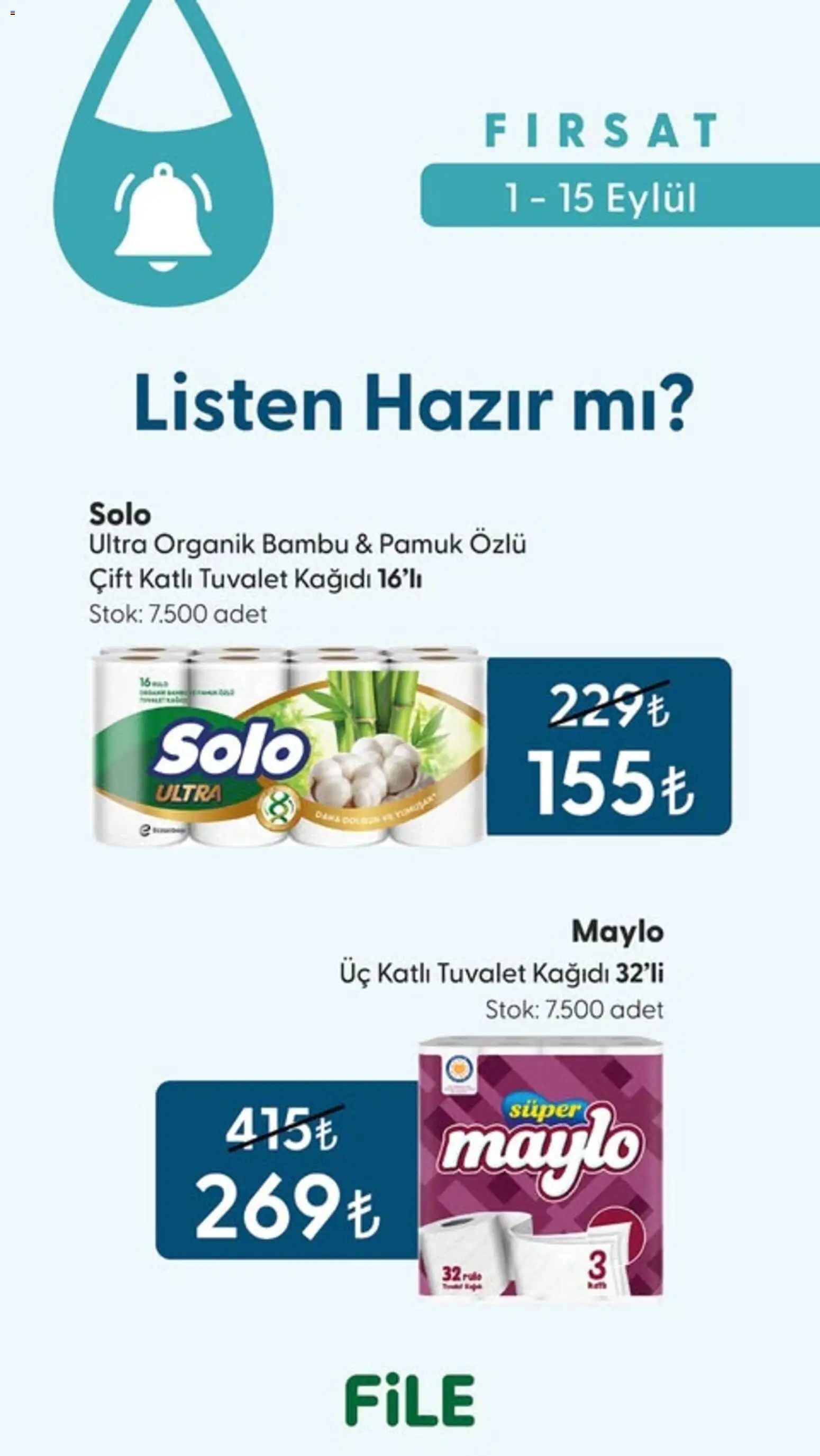 File Market Katalog - 01 Eylül 2026 tarihinden itibaren geçerlidir | Sayfa: 13 | Ürünler: Tuvalet, Tuvalet kağıdı