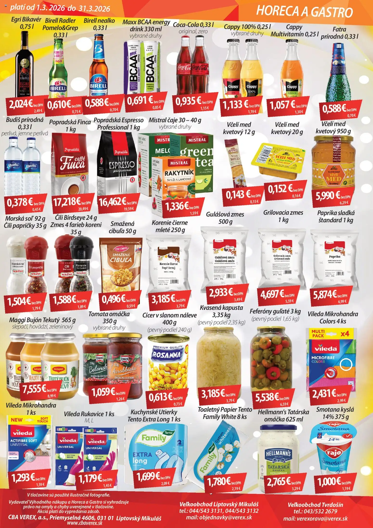 Nové CBA Verex akcie – leták je platný od 01.03.2026 | Strana: 3 | Produkty: Kapusta, Cestoviny, Smotana, Coca cola