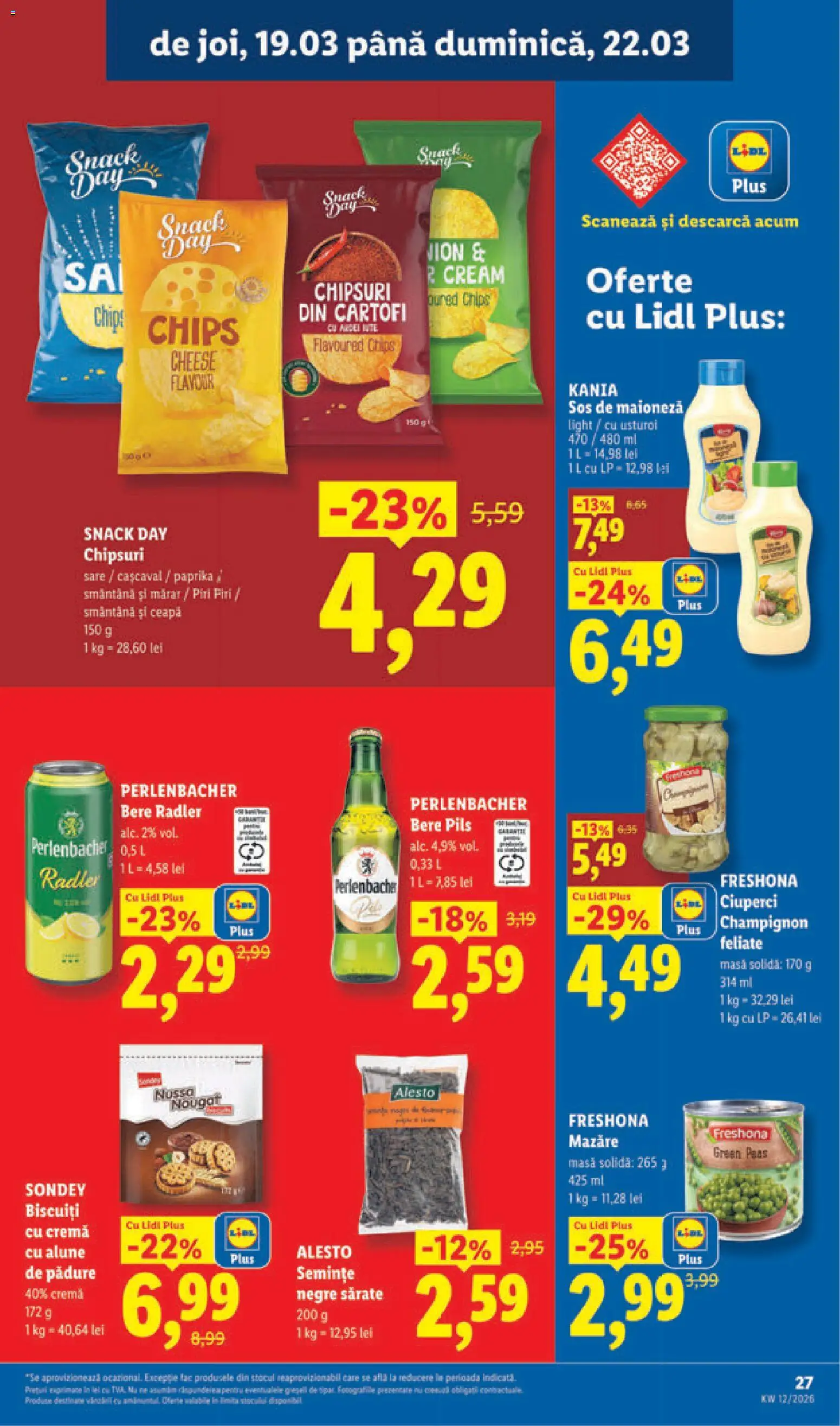 Noul catalog Lidl – valabil de la 16.03.2026 | Pagină: 27 | Produse: Ciuperci, Alune, Biscuiți, Sos