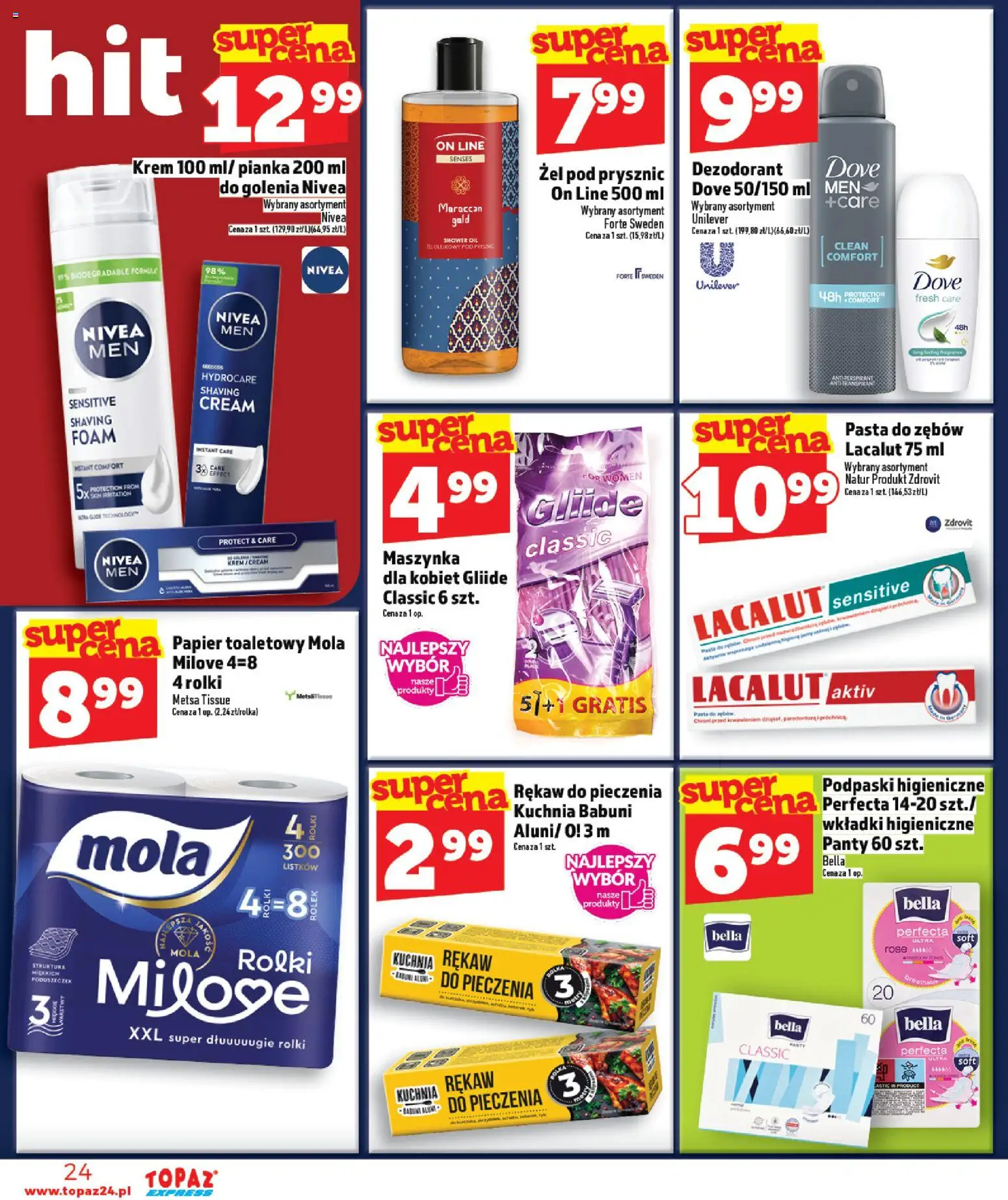 Topaz gazetka - Express od 07.05.2026 | Strona: 24 | Produkty: Papier toaletowy, Prysznic, Żel pod prysznic, Pasta do zębów