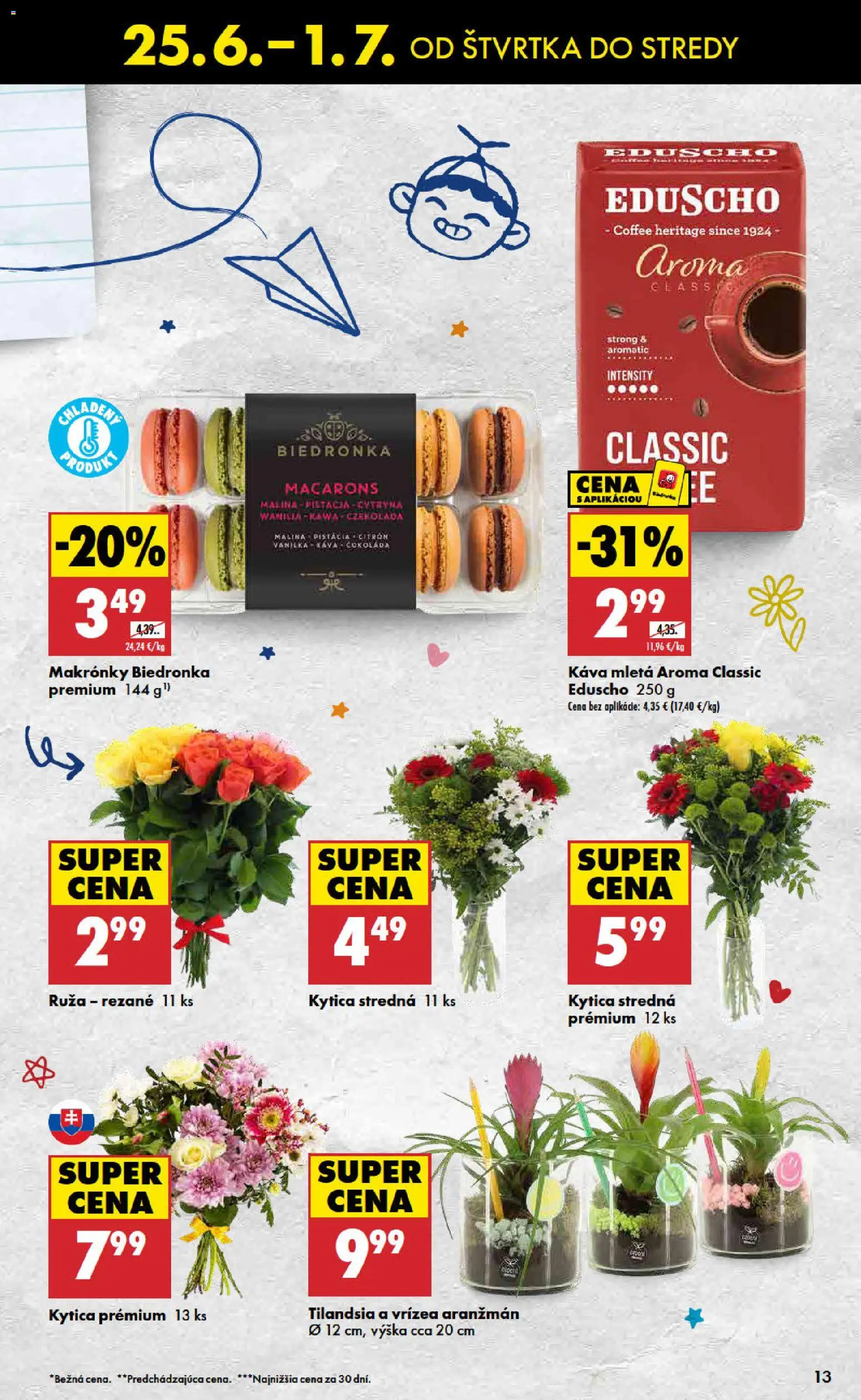 Nové Biedronka akcie – leták je platný od 25.06.2026 | Strana: 13 | Produkty: Káva, Makronky, Čokoláda