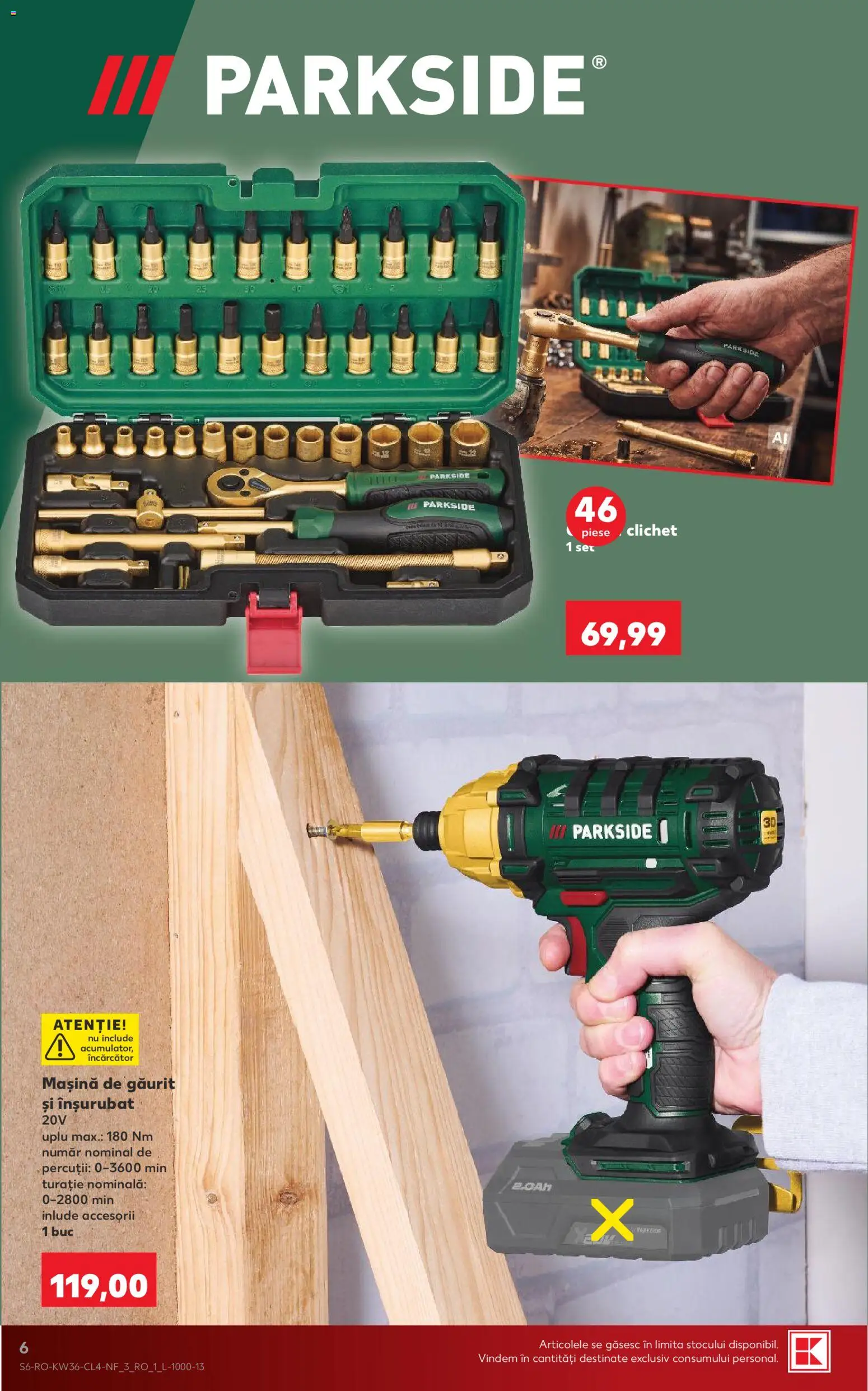 Noul catalog Kaufland – valabil de la 02.09.2026 | Pagină: 6 | Produse: Mașină de găurit, Încărcător, Parkside