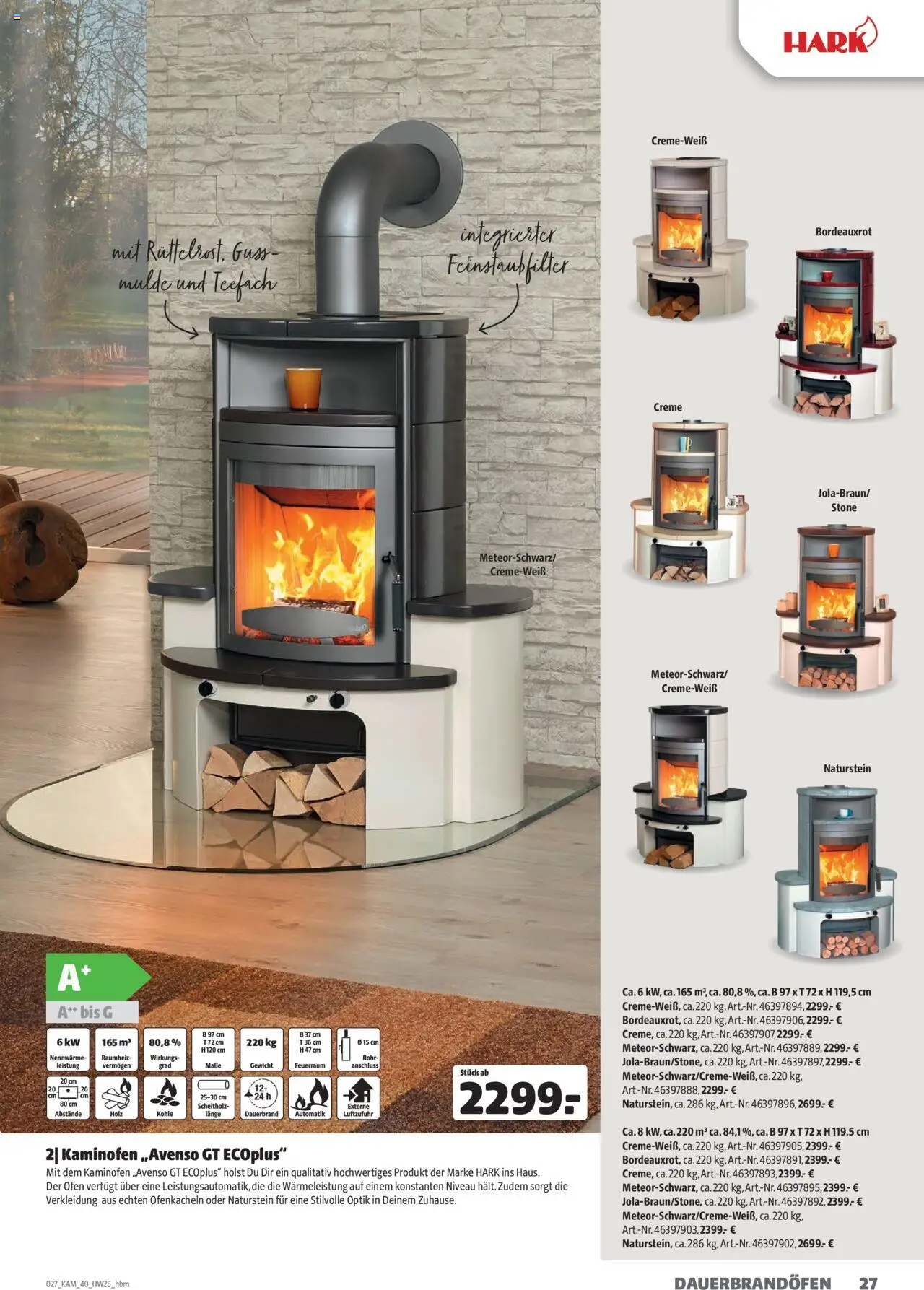 Hagebau Kaminöfen – gültig ab 07.07.2025 | Seite: 27 | Produkte: Ofen, Gewicht, Creme, Kaminofen