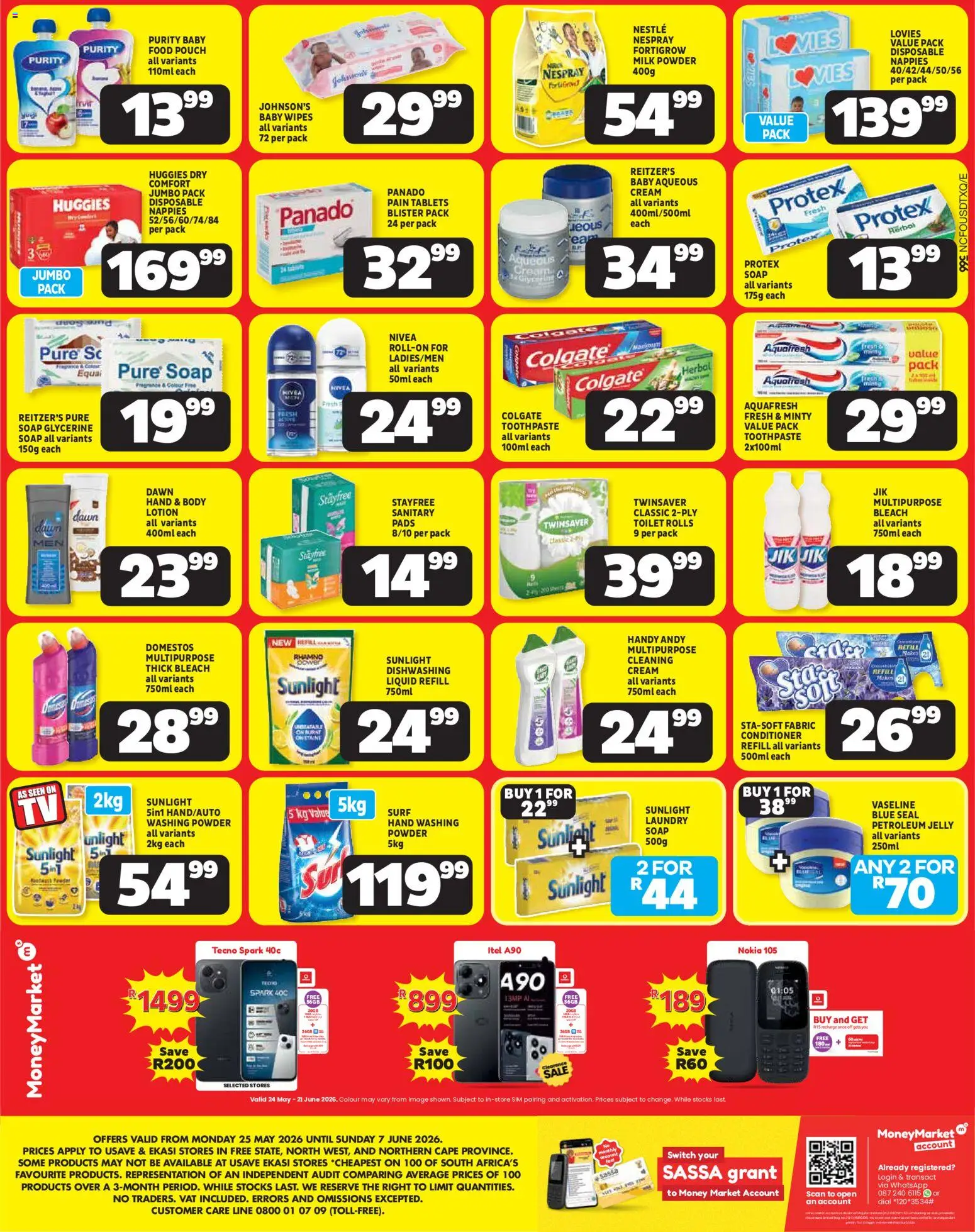 New Usave catalogue – valid from 25.05.2026 | Page: 4 | Products: Conditioner, Toothpaste, Nappies, Lotion