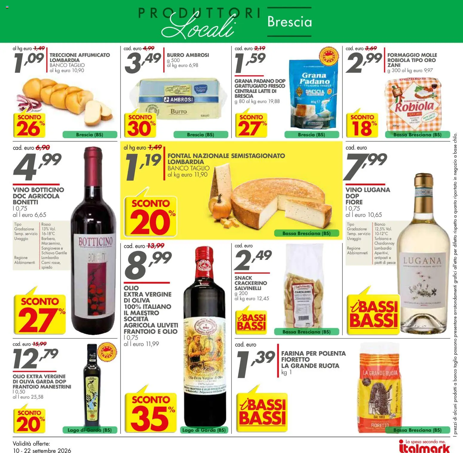 Volantino Italmark del 10/09/2026 | Pagina: 14 | Prodotti: Piatti, Taglio, Olio, Farina