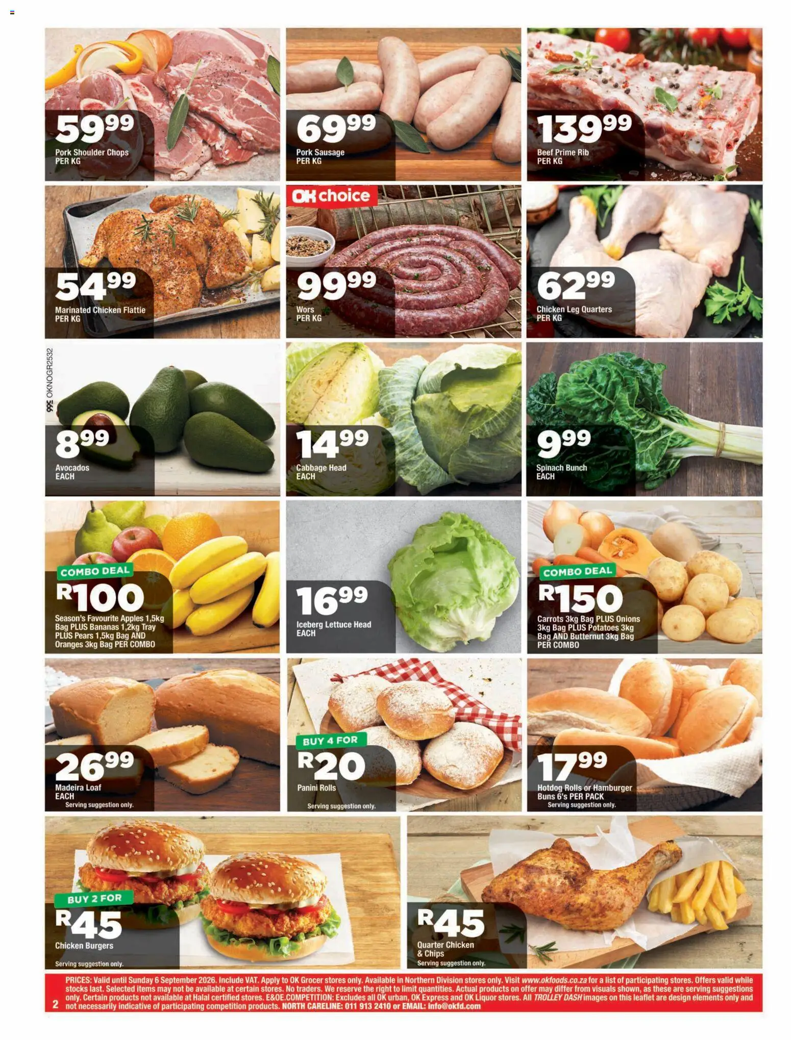New OK Foods catalogue – valid from 25/08/2026 | Page: 2 | Products: Bag, Chicken, Apples, Onions