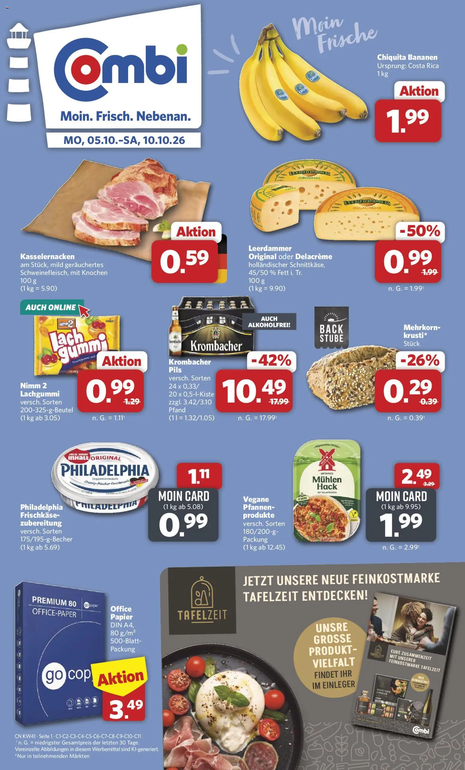Combi Prospekt – gültig ab 05.10.2026 | Seite: 1 | Produkte: Philadelphia, Bananen, Krombacher, Frischkase