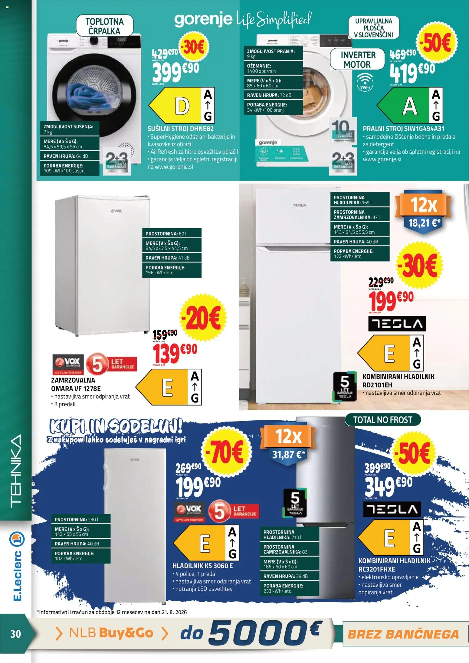 Novi E.leclerc katalog ponudbe – veljaven od 02.09.2026 | Stran: 4 | Izdelki: Hladilnik, Pralni stroj, Omara, Detergent