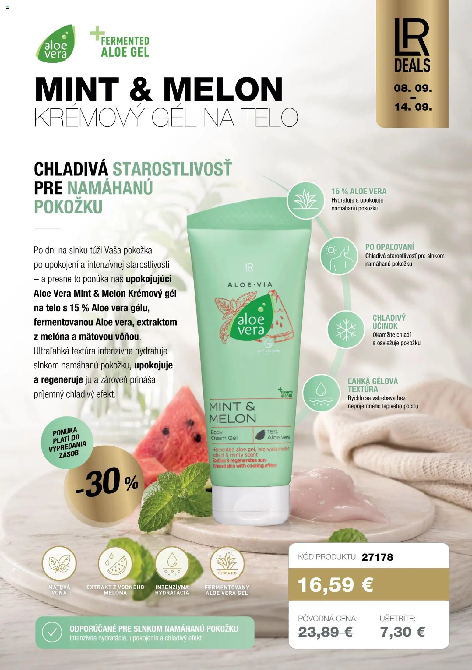 Nové LR akcie – leták je platný od 08.09.2026 | Strana: 9 | Produkty: Aloe Vera, Melón