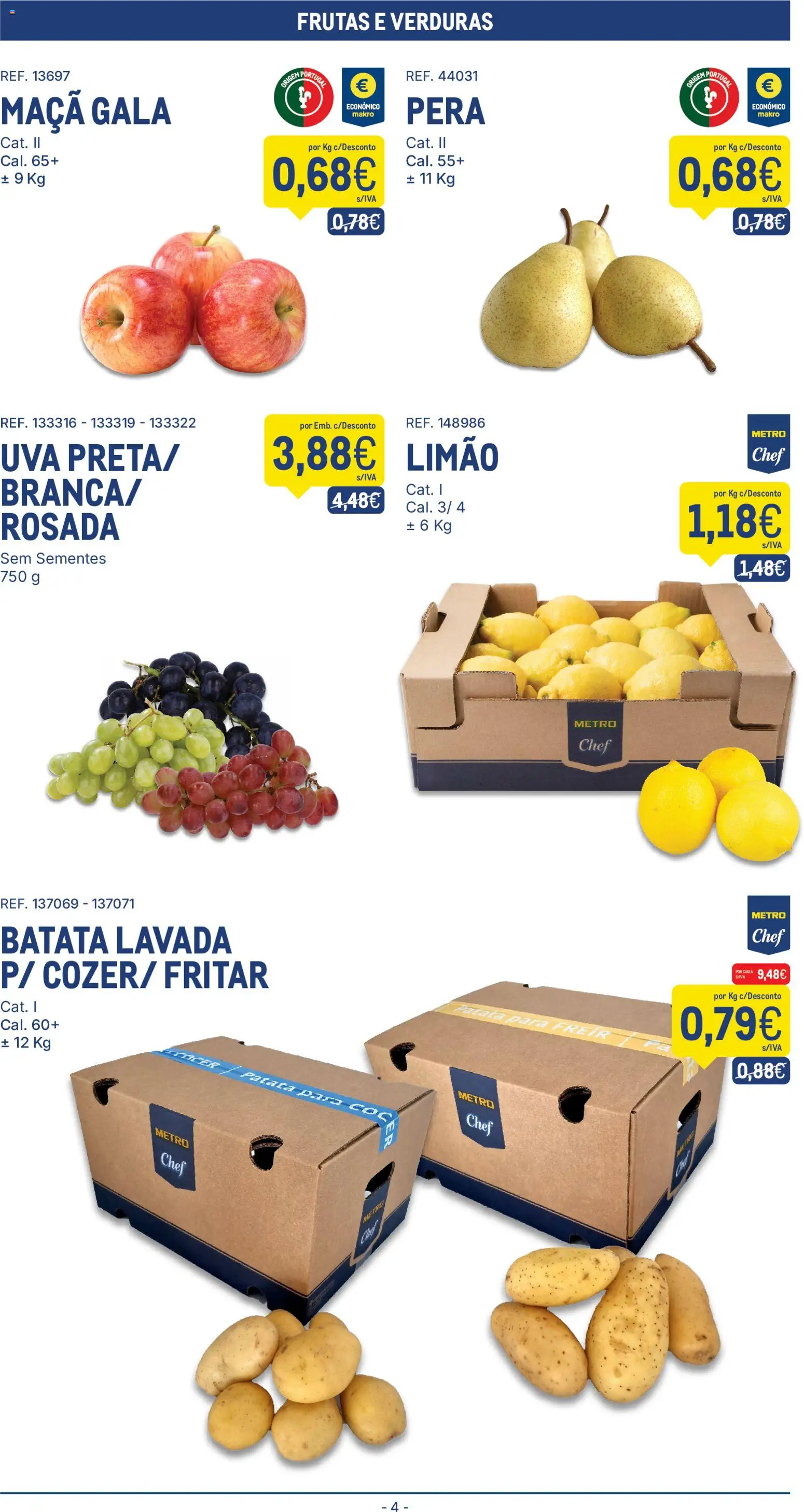 Makro folheto │ válido de 15/09/2026 | Página: 4 | Produtos: Batata, Frutas, Maça, Pá