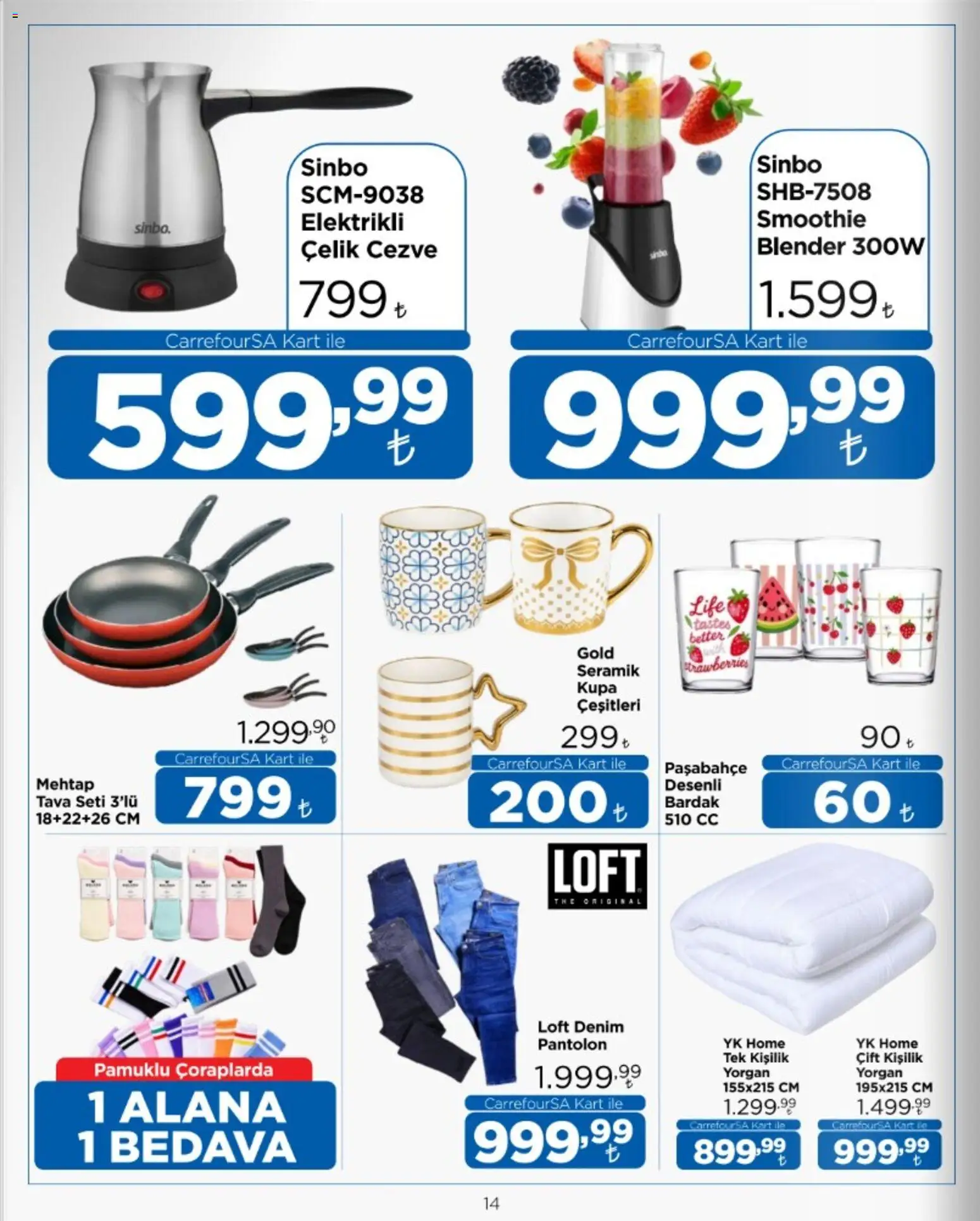 CarrefourSA Katalog - 16 Ekim 2026 tarihinden itibaren geçerlidir | Sayfa: 14 | Ürünler: Blender, Pantolon, Bardak, Tava seti