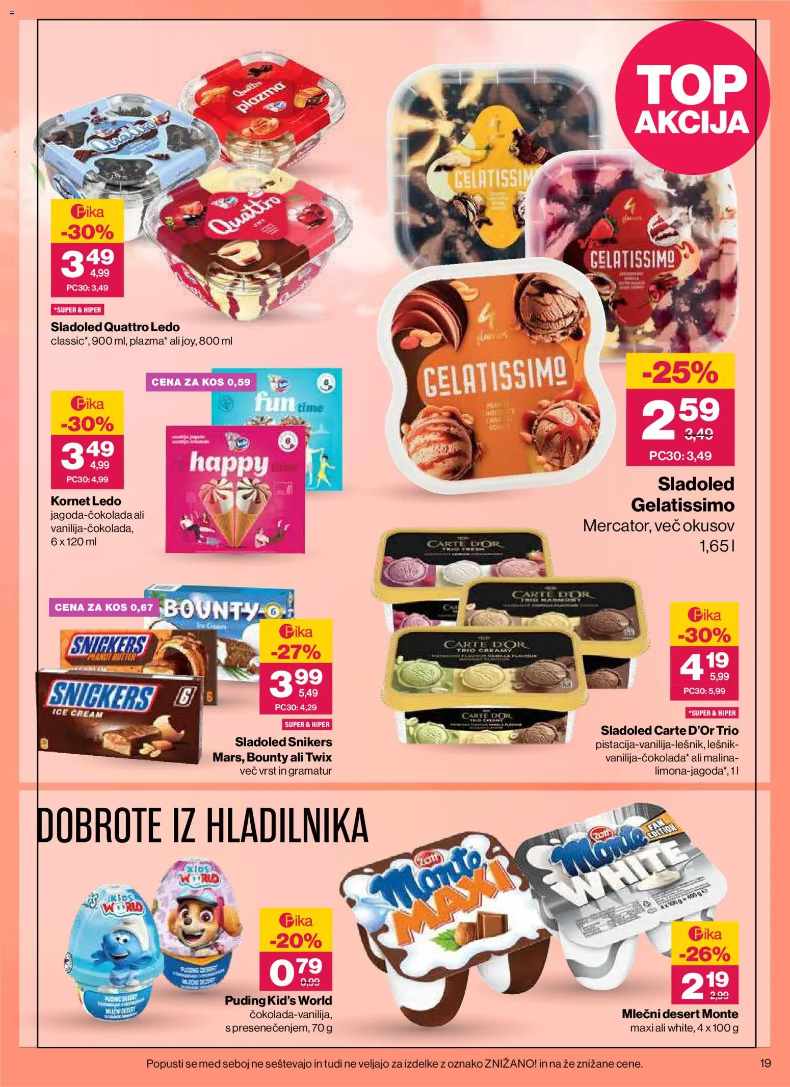 Novi Mercator katalog ponudbe – veljaven od 03.09.2026 | Stran: 19 | Izdelki: Med, Kos, Por, Sladoled