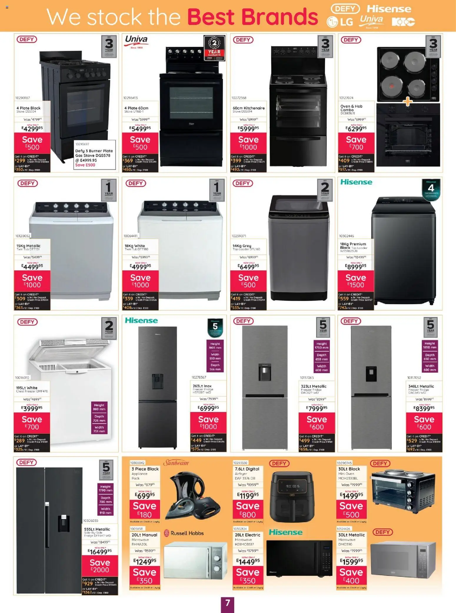 New Bradlows catalogue – valid from 20/08/2026 | Page: 7 | Products: Hob, Freezer fridge, Chest freezer, Stock