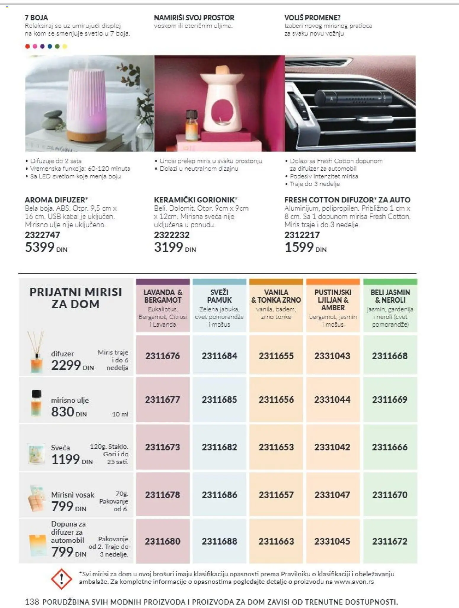 AVON katalog - važi od 01.10.2026 | Strana: 138 | Proizvode: Pakovanje, USB, Ulje, Difuzer