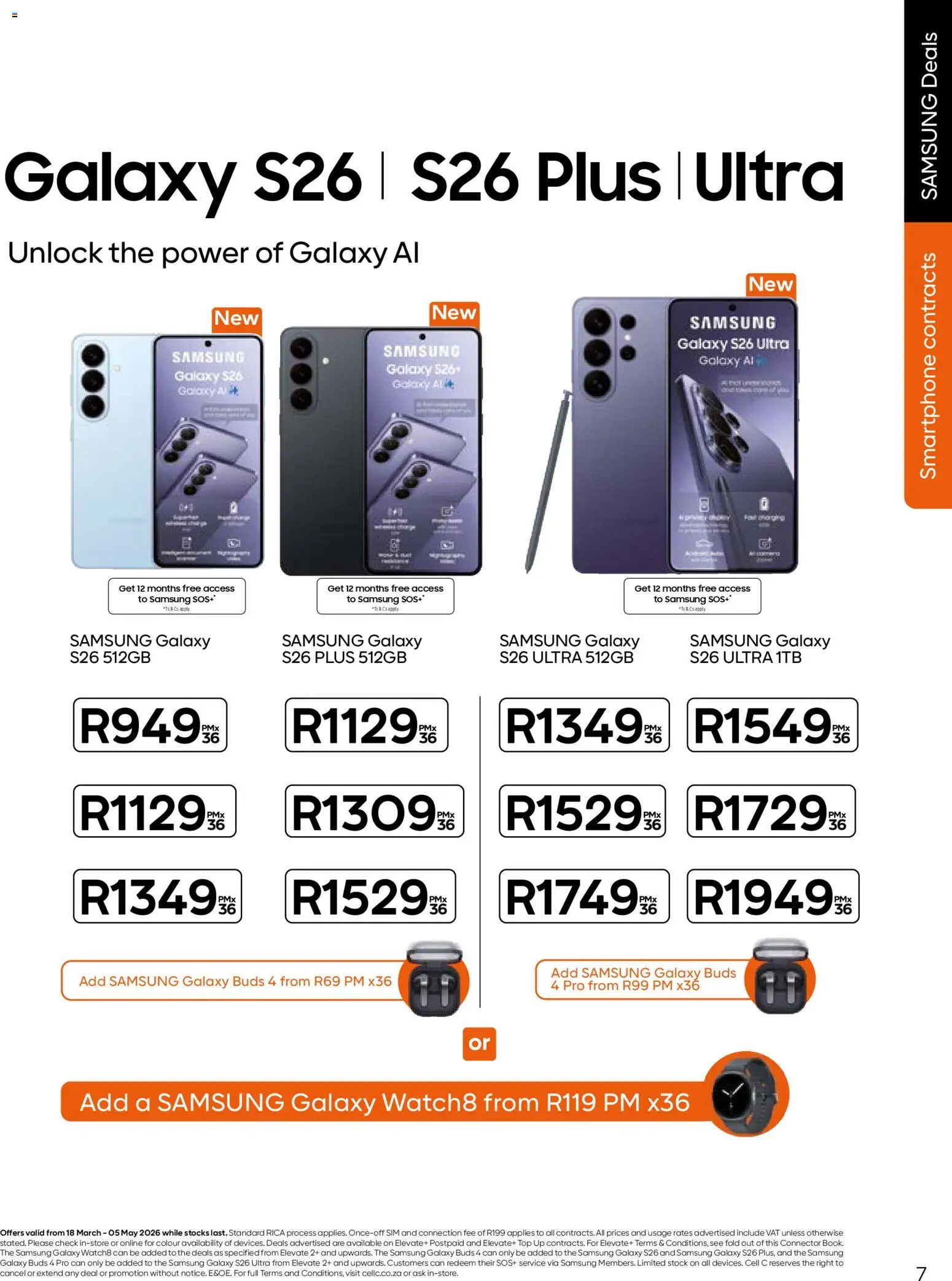 New Cell C catalogue – valid from 18.03.2026 | Page: 9 | Products: Sim, Smartphone, Connector, Stock