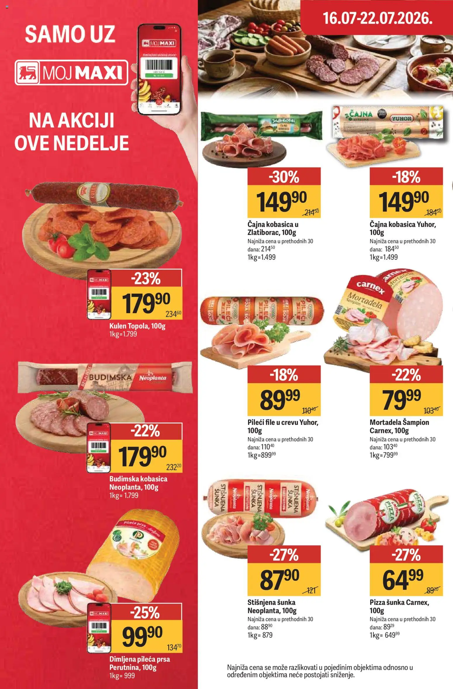Maxi katalog - važi od 16.07.2026 | Strana: 14 | Proizvode: Pileća prsa, Pileći file, Budimska kobasica, Mortadela