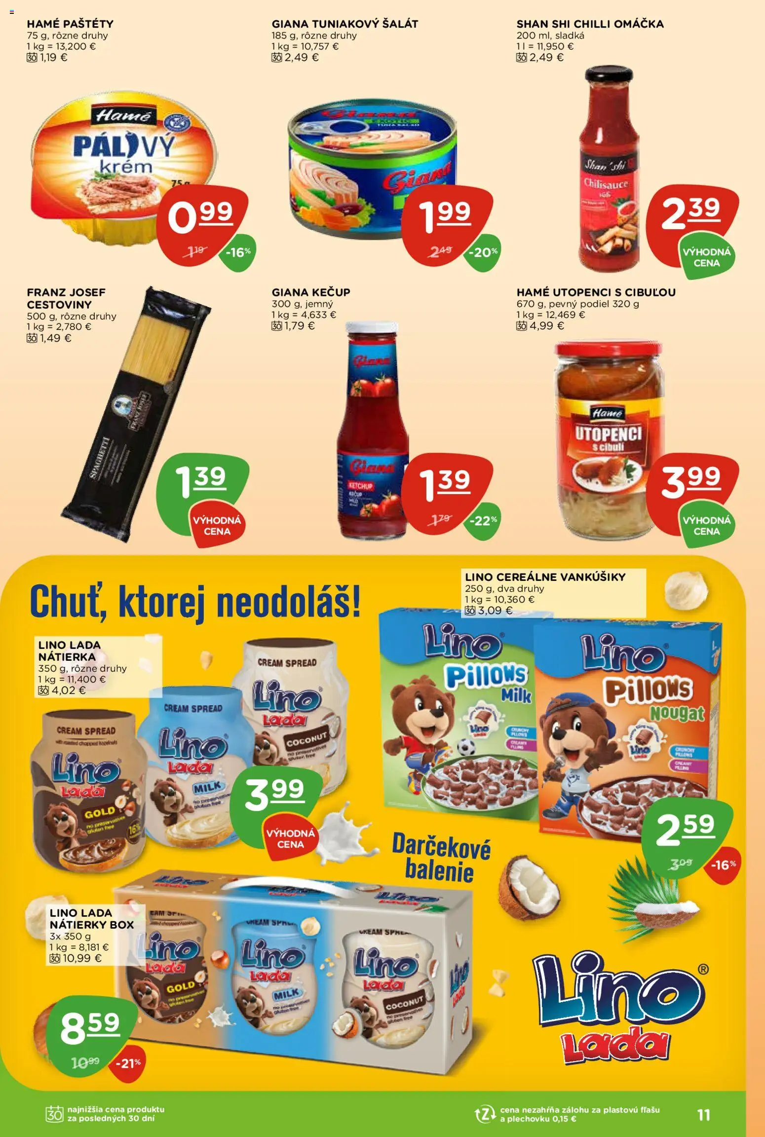 Nové Terno akcie – leták je platný od 28.05.2026 | Strana: 11 | Produkty: Cestoviny, Kečup, Šalát, Omáčka