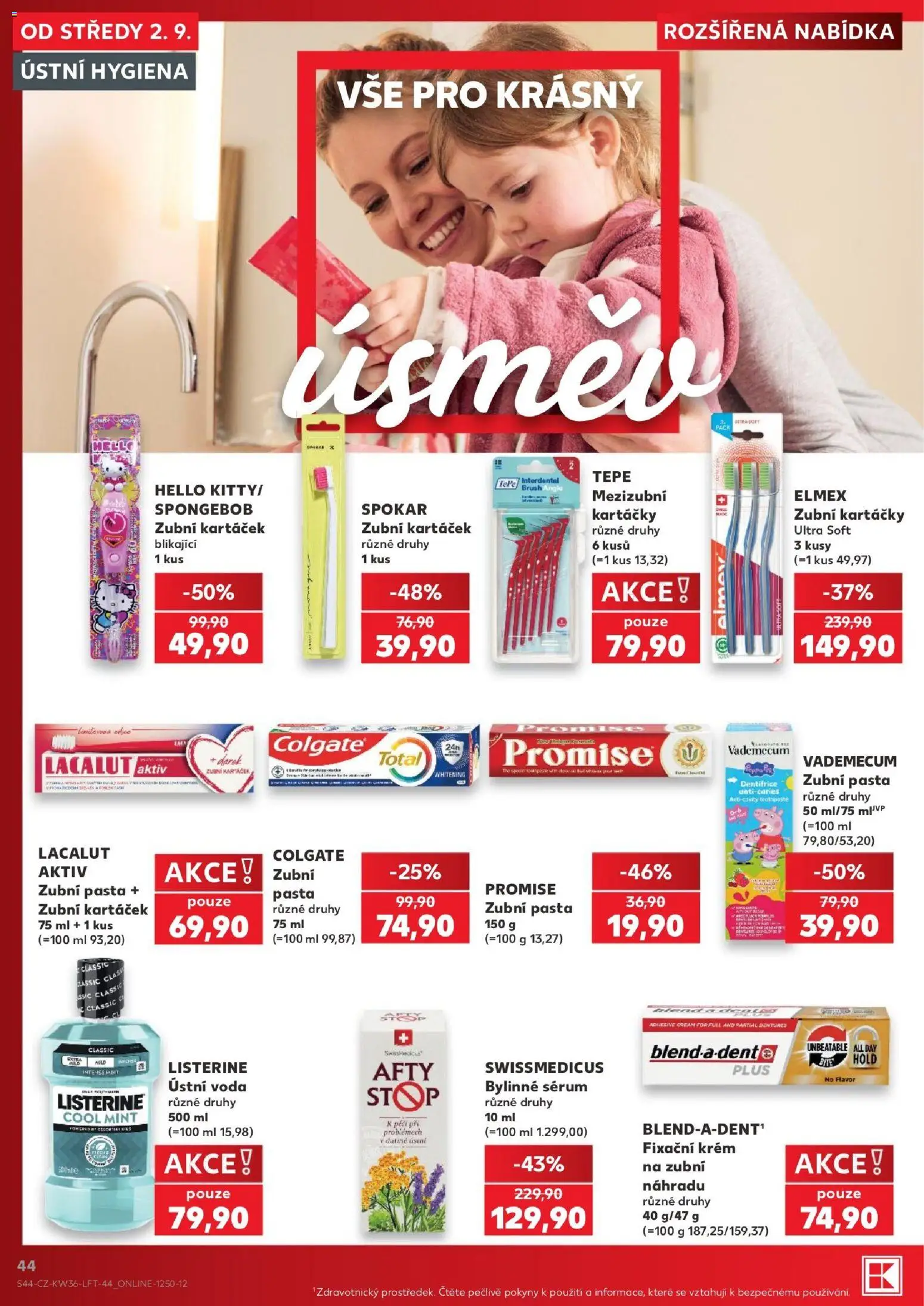 Kaufland leták - Kolín od 02.09.2026 | Strana: 44 | Produkty: Elmex, Voda, Mezizubní kartáčky, Listerine