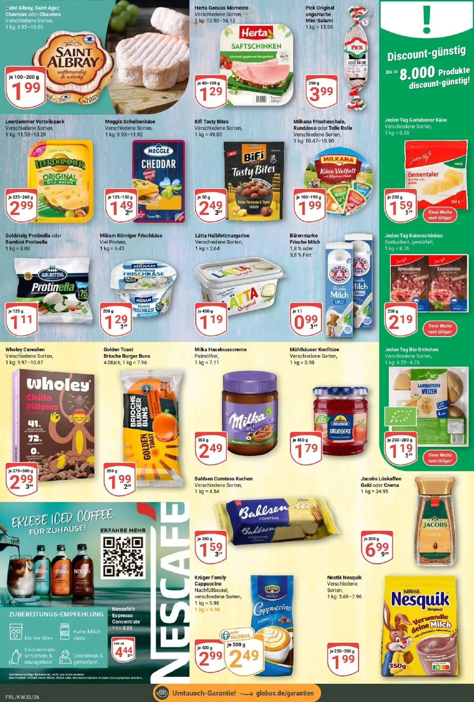 Globus Prospekt Freilassing (ab 03.08.2026) » Angebote online | Seite: 11 | Produkte: Toast, Milkana, Eis, Frischkase