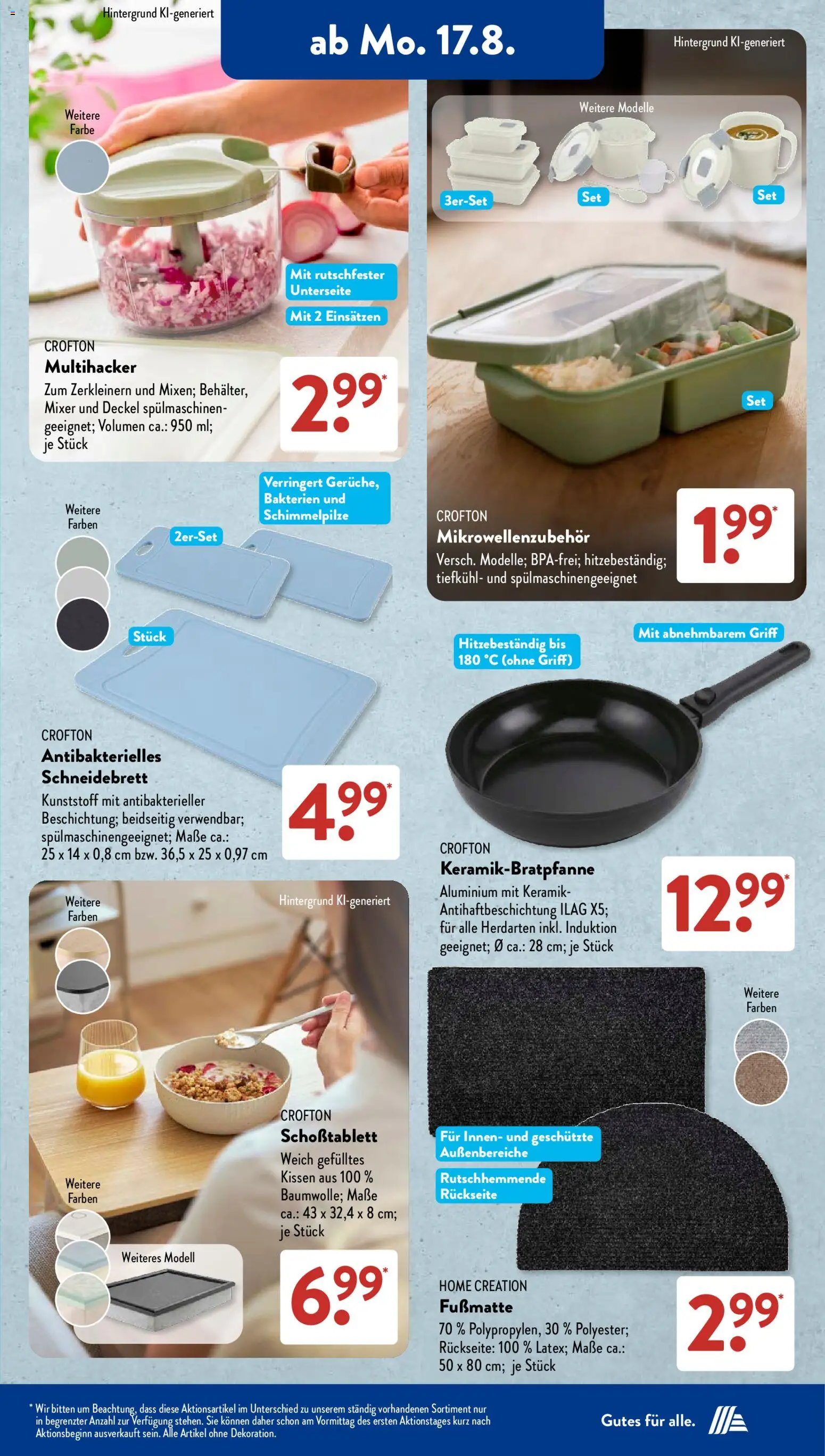 Aldi Süd Prospekt – gültig ab 17.08.2026 | Seite: 4 | Produkte: Mixer, Kissen, Fußmatte, Home creation