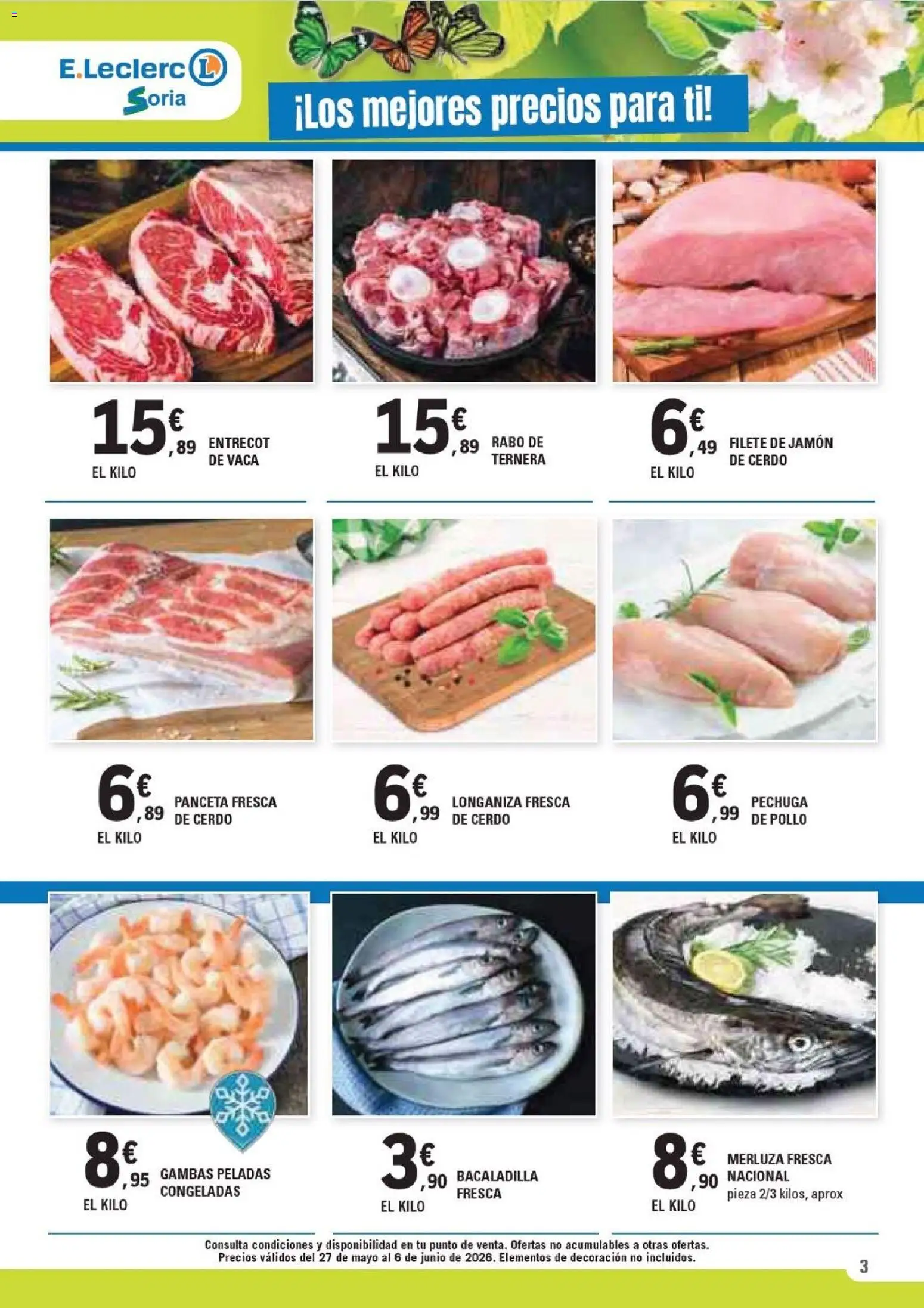 E.Leclerc - Soria │ válido desde el 27.05.2026 | Página: 3 | Productos: Ηλεκτρικός φούρνος, Jamón, Longaniza, Filete