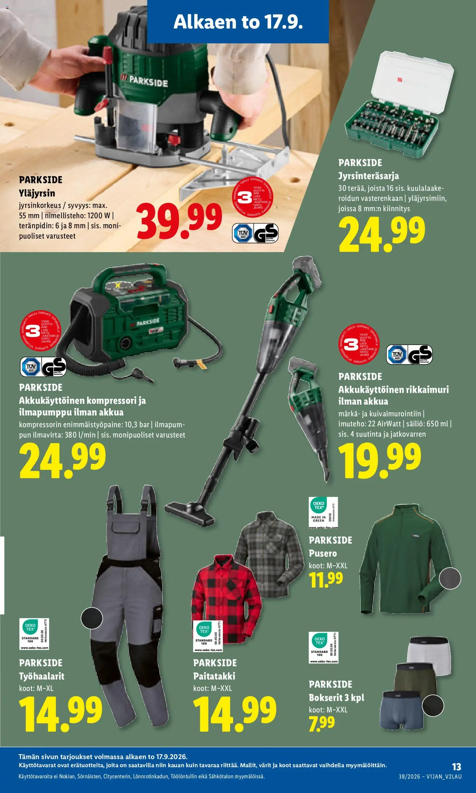 Lidl tarjoukset - Tampere – voimassa 17/09/2026 alkaen | Sivu: 15 | Tuotteet: Pusero, Kompressori, Bokserit