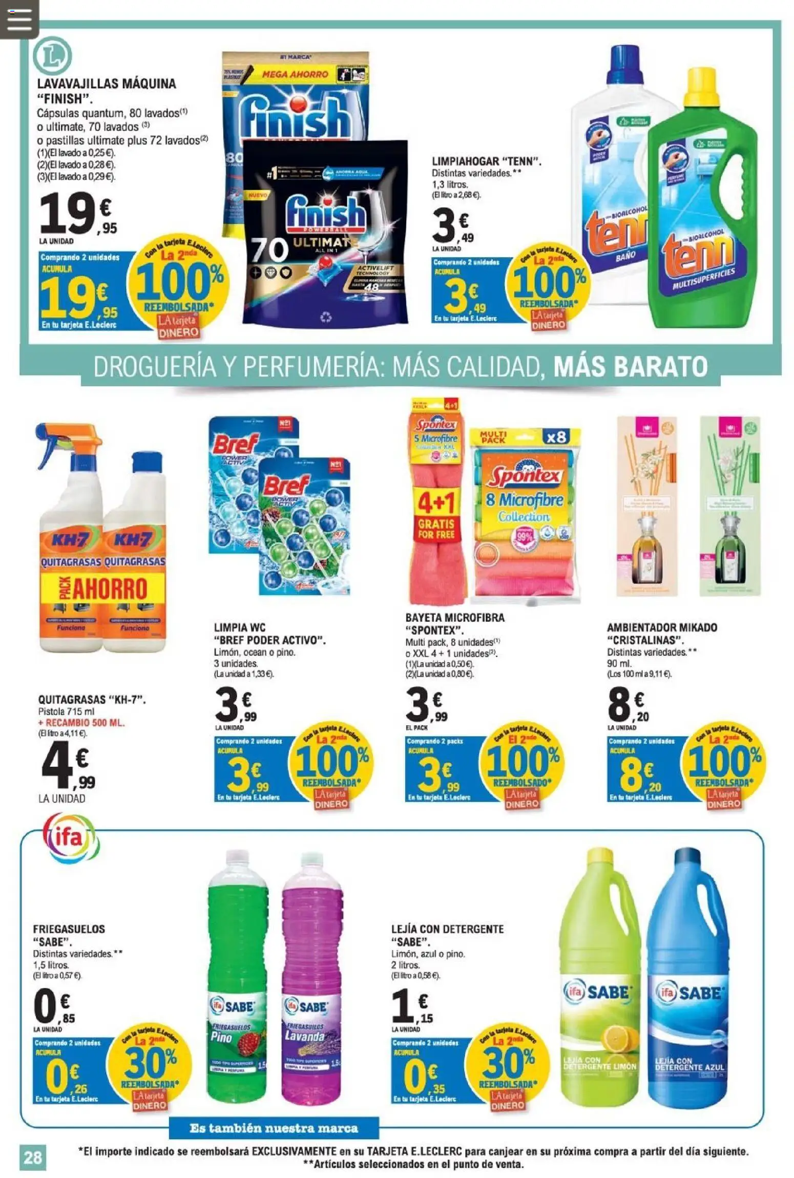 E.Leclerc Miranda de Ebro │ válido desde el 12/08/2026 | Página: 28 | Productos: Detergente, Limón, Lavavajillas, Baño