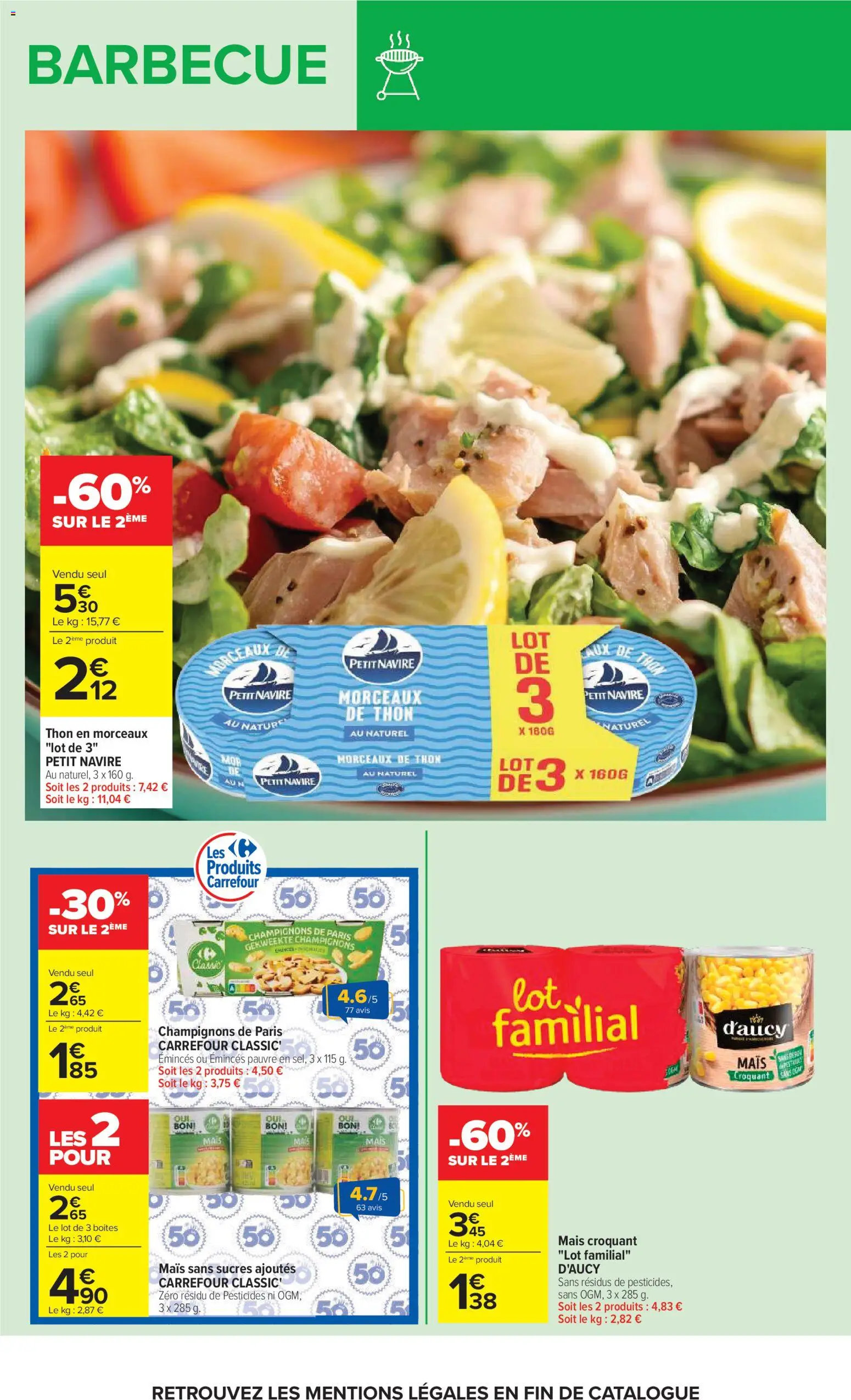 {H1} | Page: 17 | Produits: Barbecue, Mais, Thon