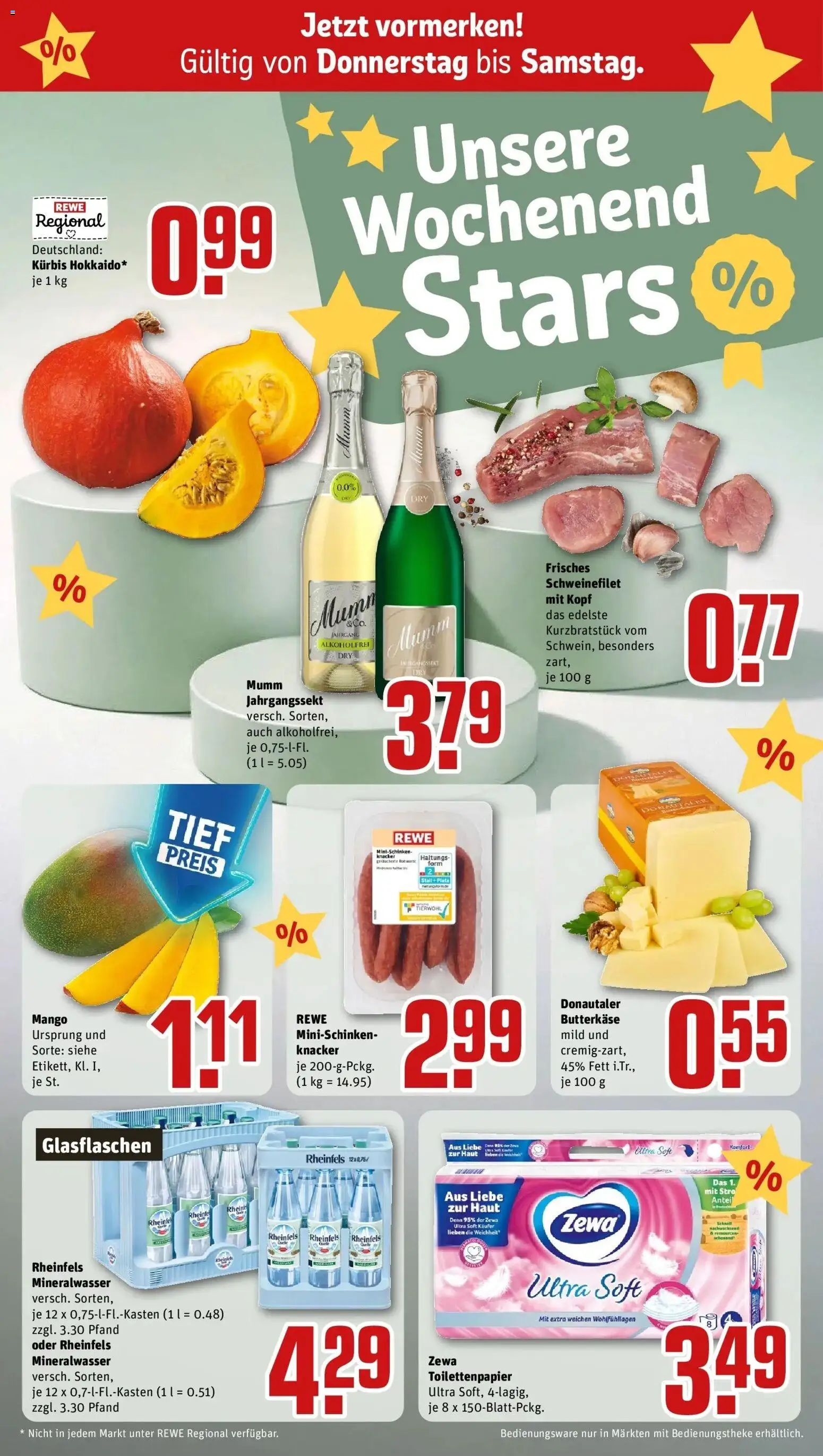 REWE Prospekt ab 05.10.2026 zum Blättern » Angebote | Seite: 31 | Produkte: Zewa, Mineralwasser, Mango, Kürbis