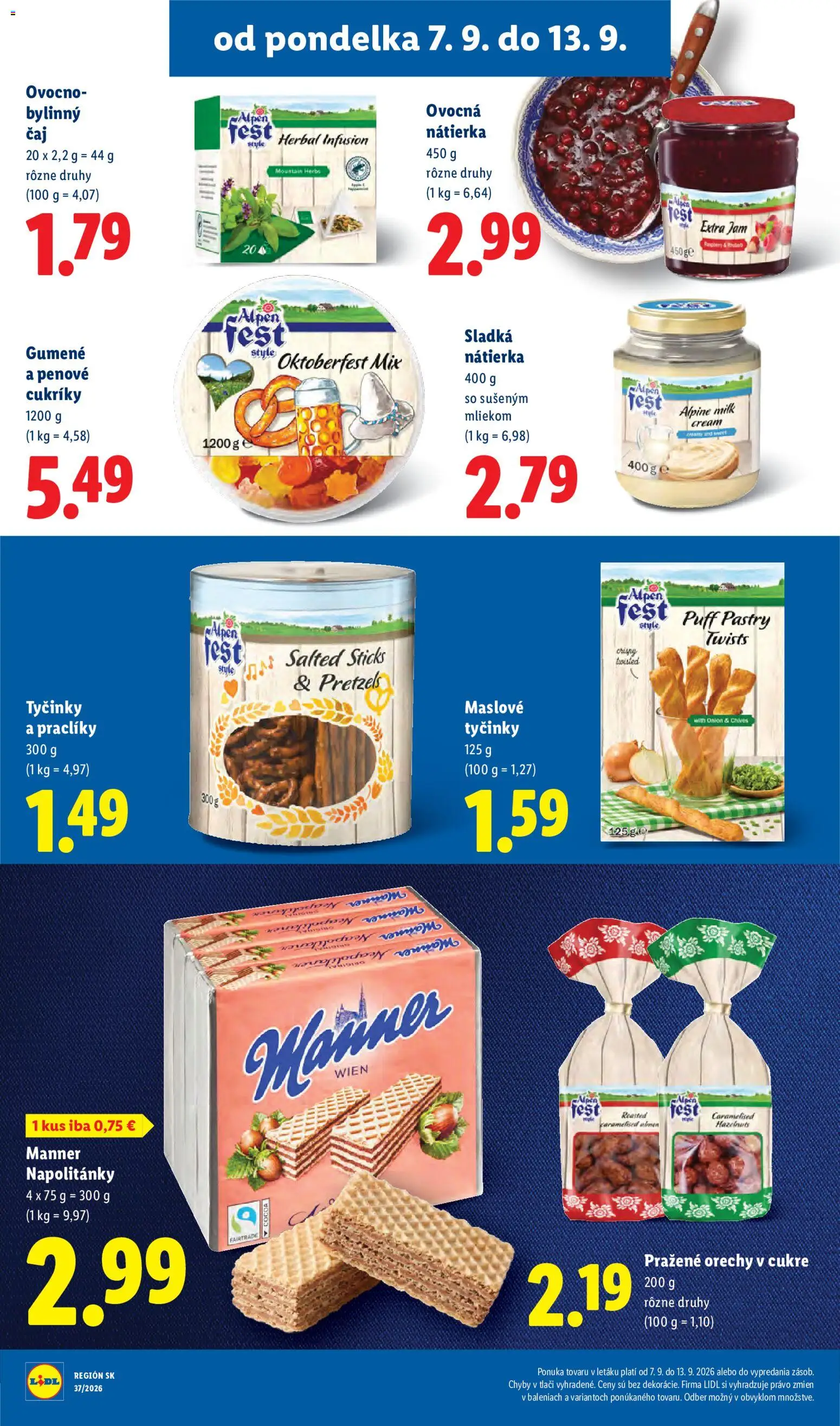 Nové Lidl akcie – leták je platný od 07.09.2026 | Strana: 38 | Produkty: Čaj, Nátierka, Cukríky, Orechy