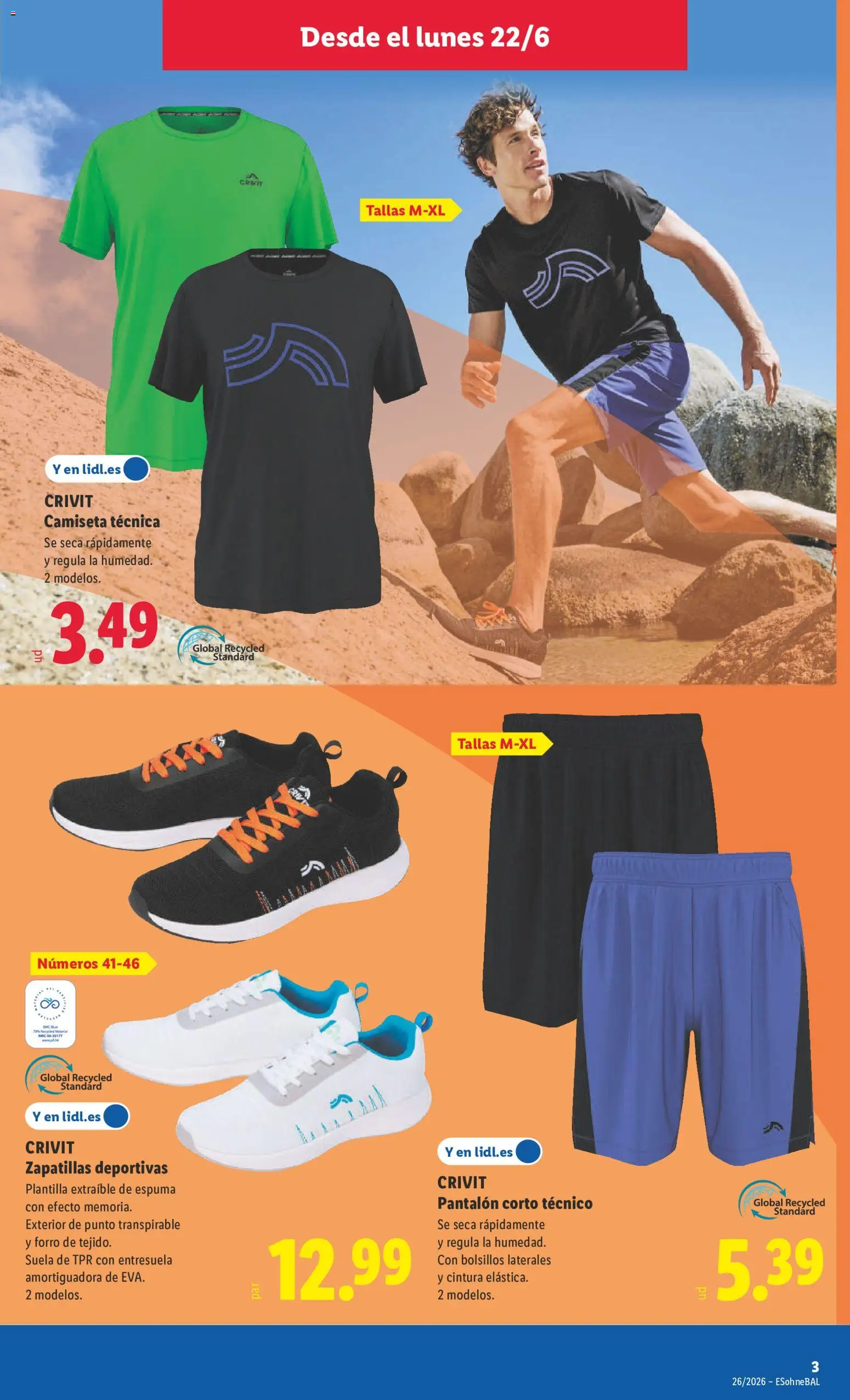 Lidl folleto de bazar │ válido desde el 22.06.2026 | Página: 11 | Productos: Zapatillas deportivas, Zapatillas, Pantalón corto