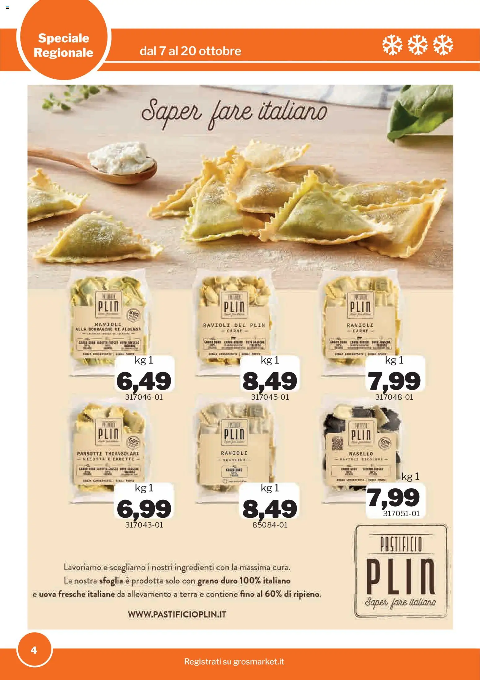Volantino Sogegross del 07/10/2026 | Pagina: 4 | Prodotti: Uova, Ravioli, Ingredienti, Terra
