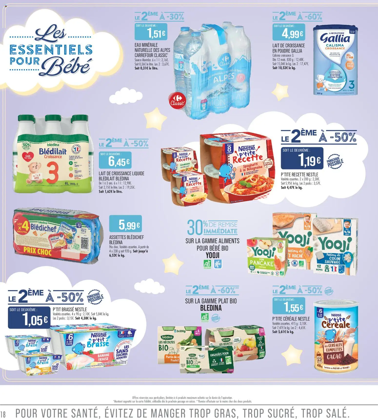 {H1} | Page: 18 | Produits: Eau minérale, Abricot, Spaghetti, Lait