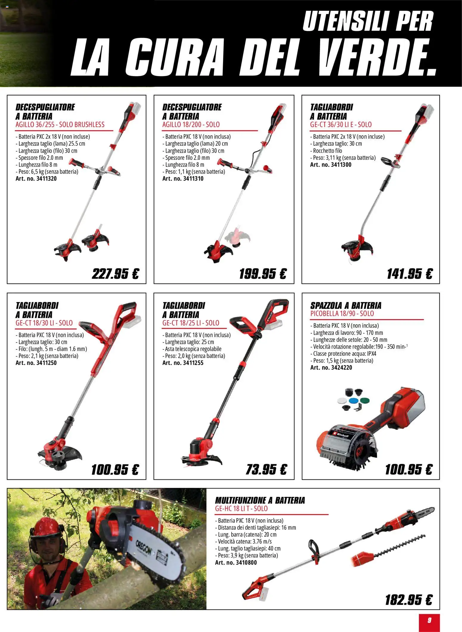 Volantino Einhell del 01.06.2026 | Pagina: 9 | Prodotti: Spazzola, Acqua, Decespugliatore, Batteria