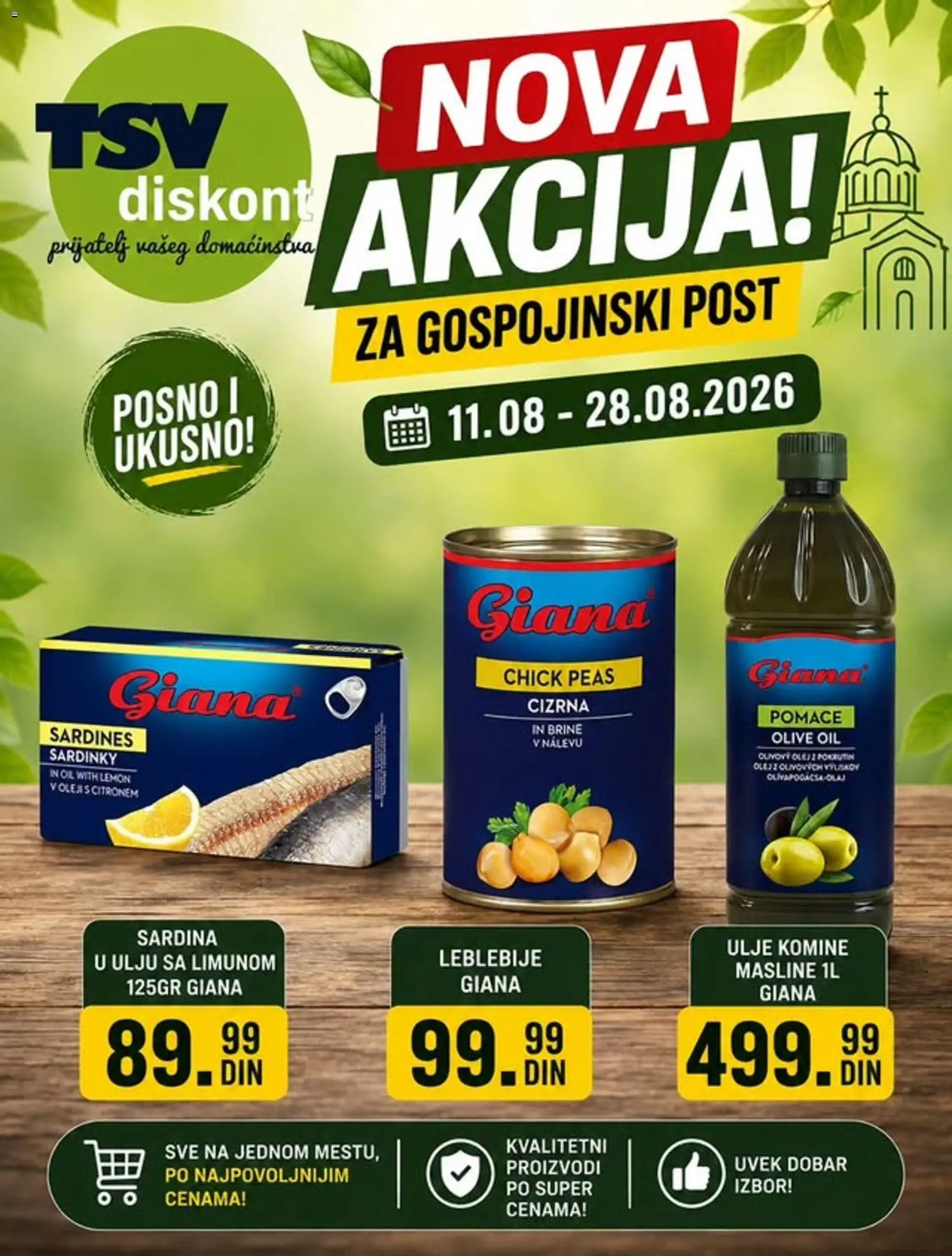 TSV Diskont katalog - važi od 11.08.2026 | Strana: 3 | Proizvode: Masline, Leblebije, Ulje, Sardina