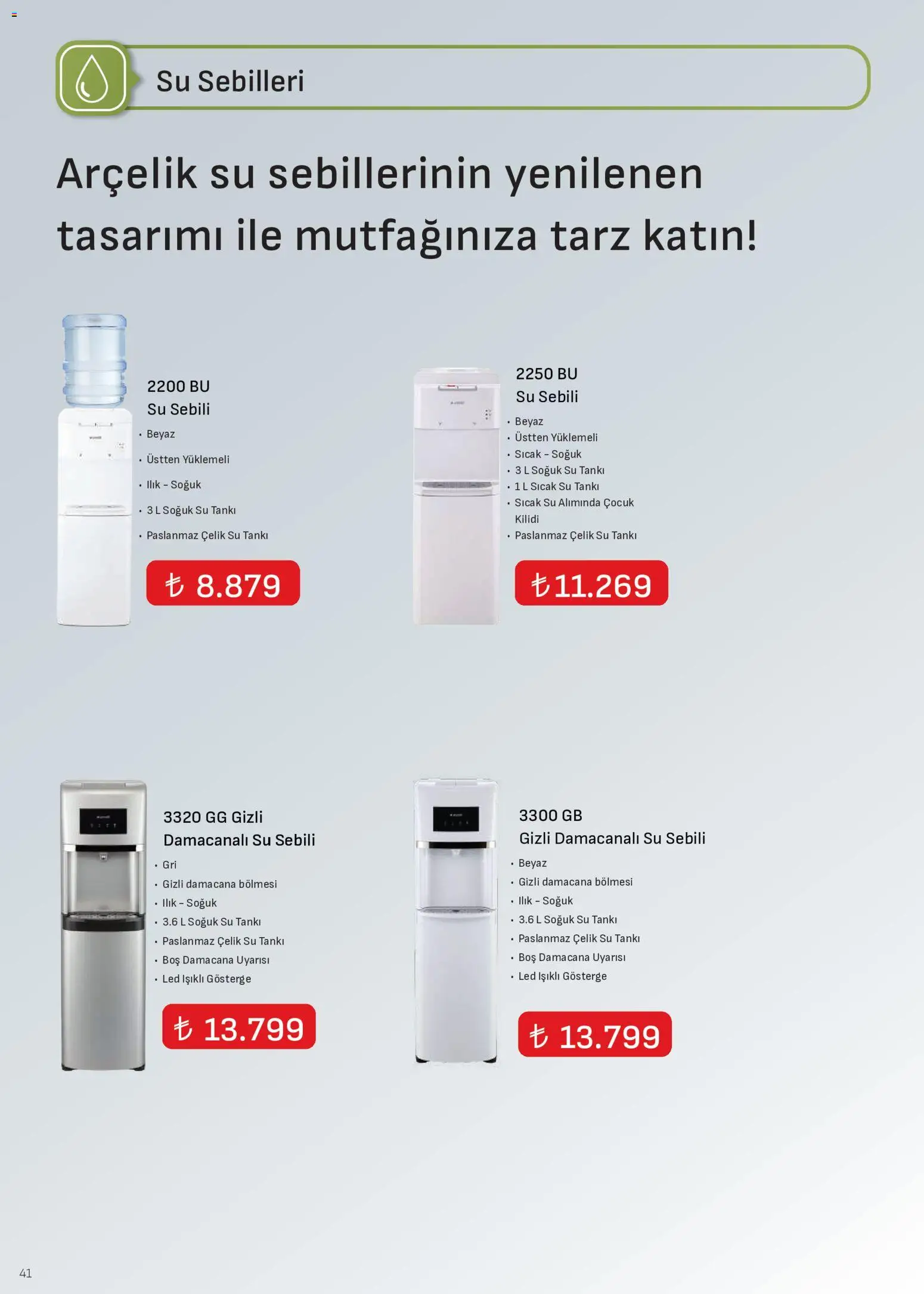 Arçelik - İklimlendirme Kataloğu - 01 Eylül 2026 tarihinden itibaren geçerlidir | Sayfa: 42 | Ürünler: Su, Su sebili