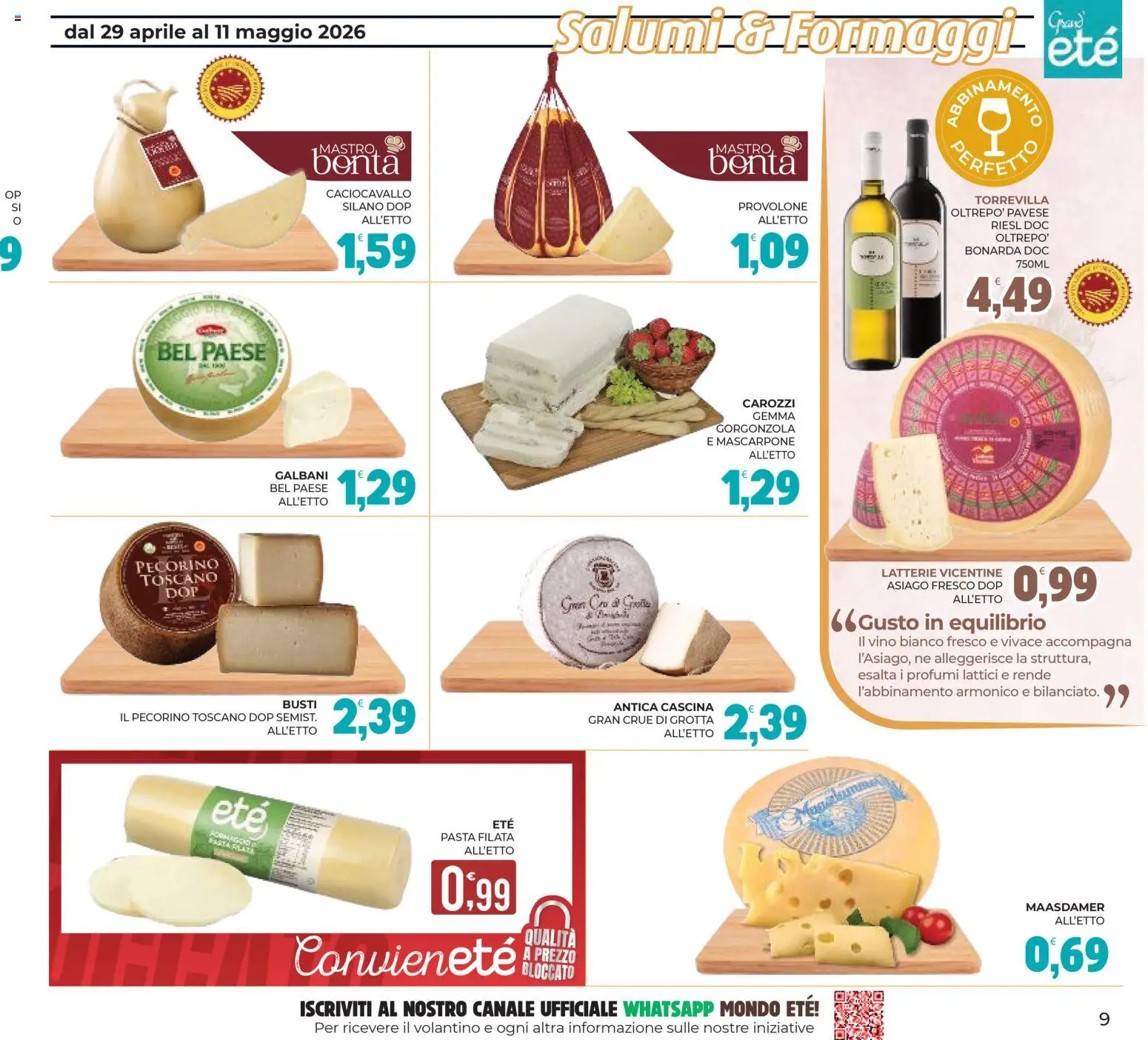 Volantino Eté del 29.04.2026 | Pagina: 9 | Prodotti: Vino, Pasta, Mascarpone, Vino bianco