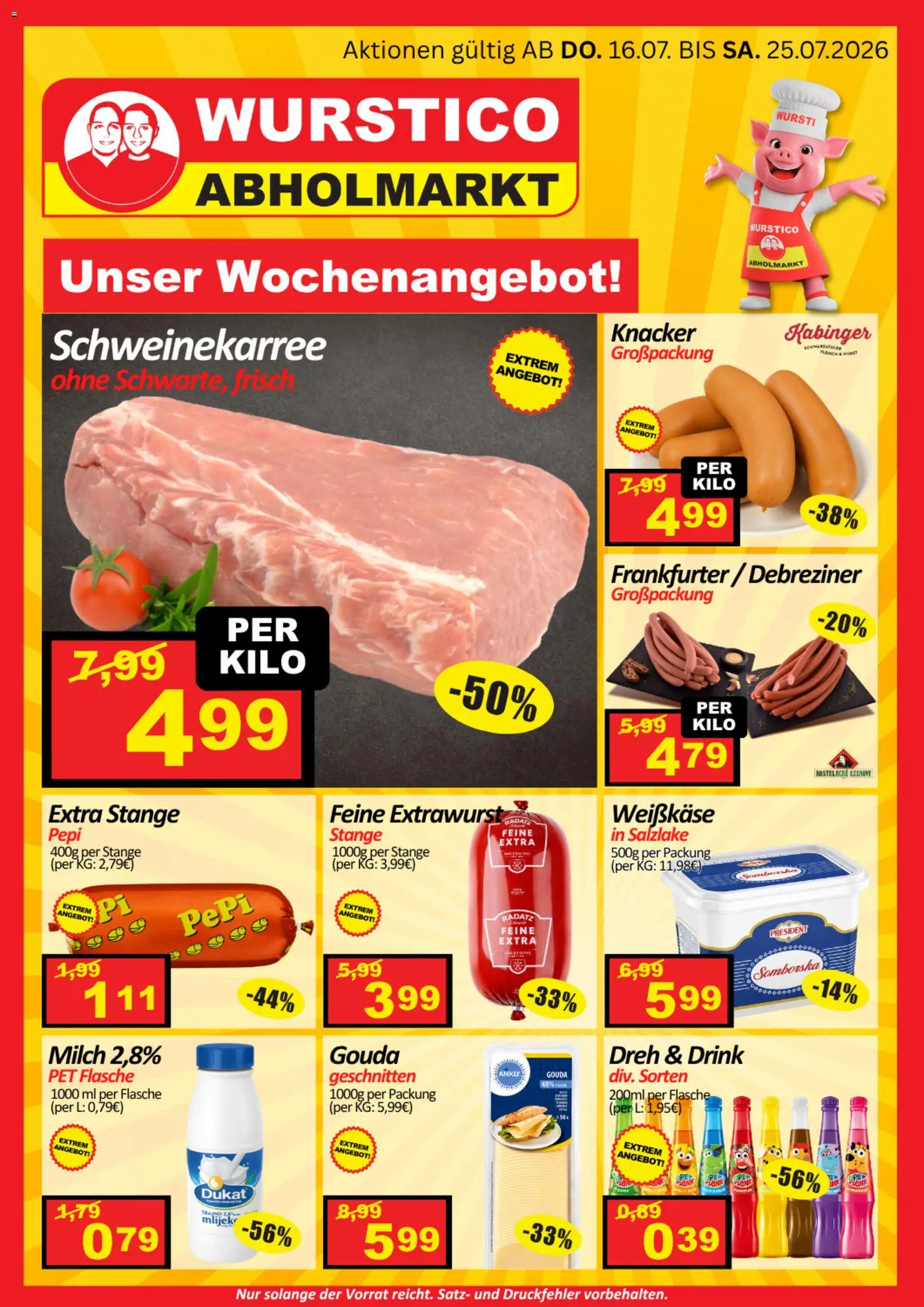 Wurstico Abholmarkt Flugblatt gültig ab 16.07.2026 | Seite: 1