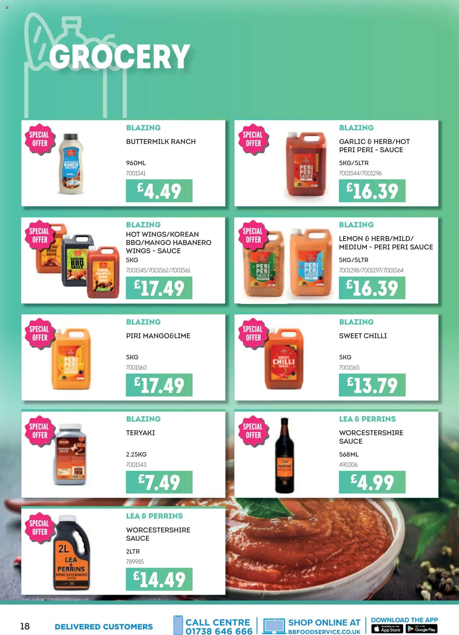 {H1} | Page: 18 | Products: Sauce, Garlic, Chilli, Lemon