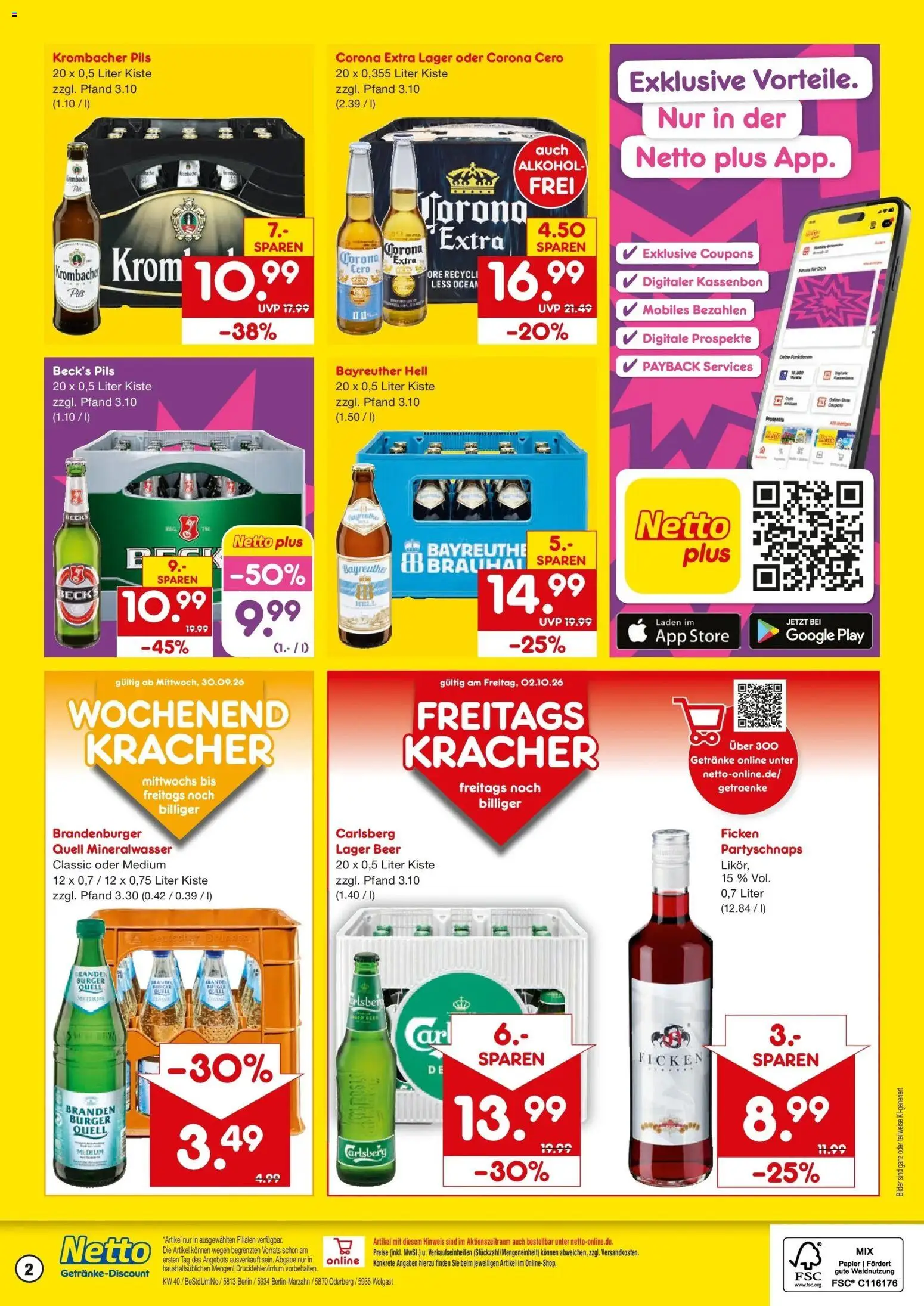 Netto Marken-Discount Prospekt Berlin – gültig ab 28.09.2026 | Seite: 2 | Produkte: Carlsberg, Burger, Bilder, Krombacher