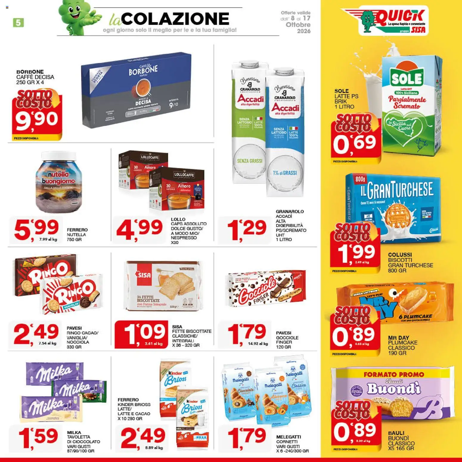 Volantino SISA del 08/10/2026 | Pagina: 5 | Prodotti: Biscotti, Farina, Tavoletta, Senza lattosio