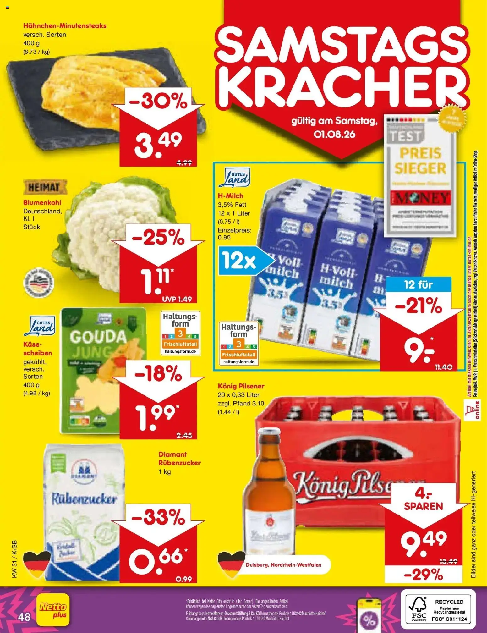 Netto Marken-Discount Prospekt Baesweiler – gültig ab 27.07.2026 | Seite: 67 | Produkte: Milch, Käse, Gouda, Blumenkohl