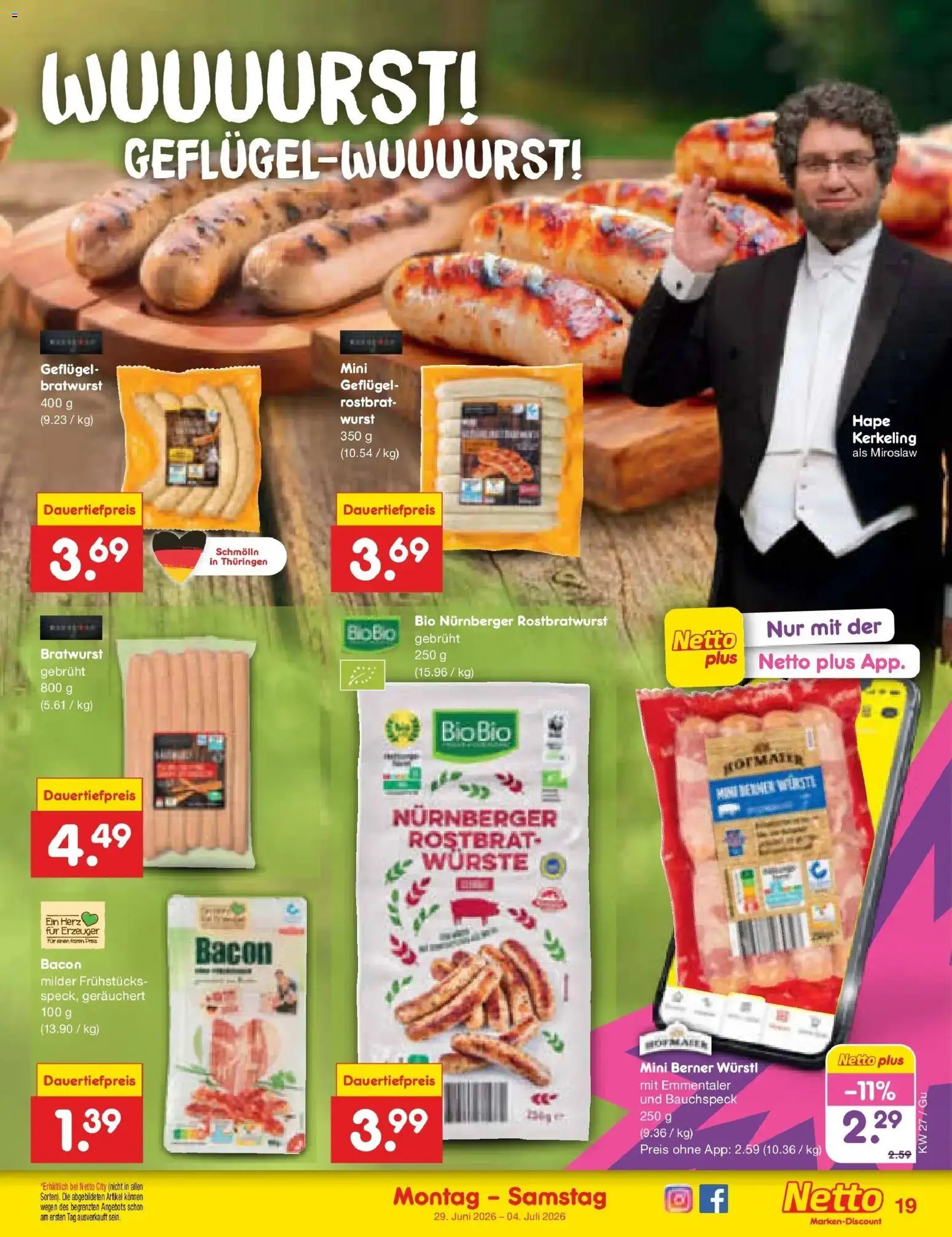Netto Marken-Discount Prospekt Machern – gültig ab 29.06.2026 | Seite: 27 | Produkte: Würstl, Bratwurst, Wurst