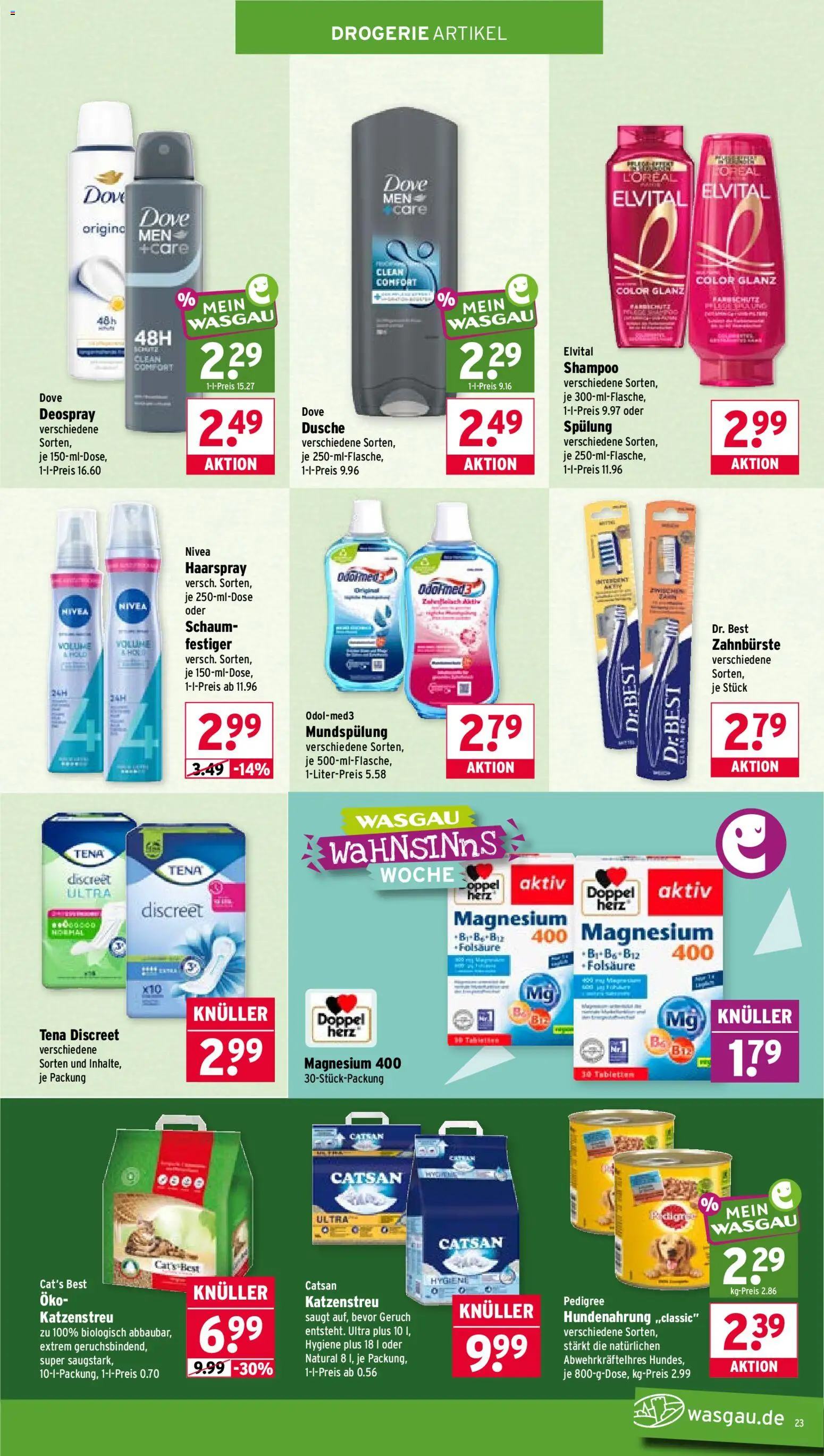 Wasgau Prospekt – gültig ab 26.05.2026 | Seite: 23 | Produkte: Dusche, Shampoo, Spülung, Haarspray