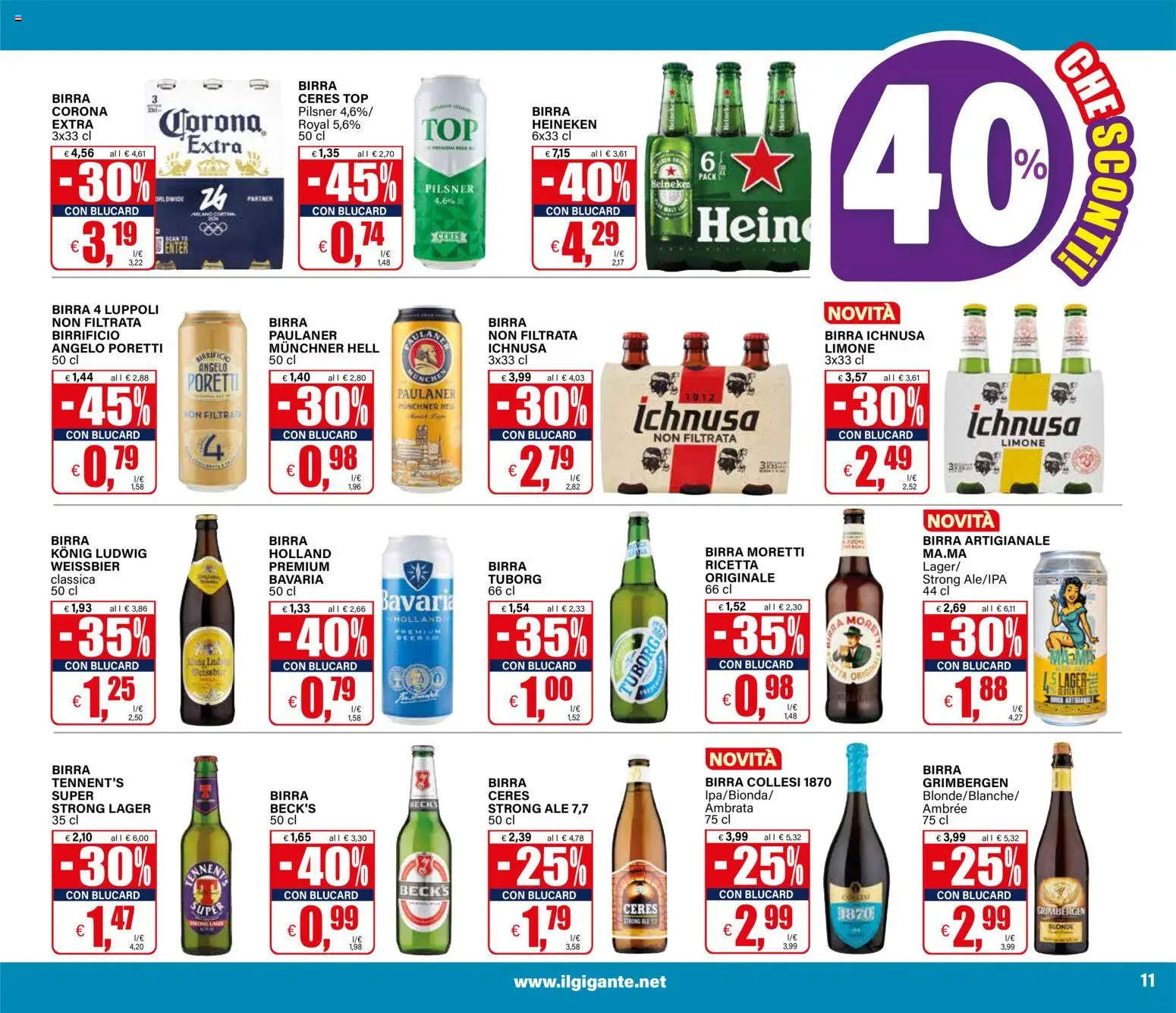 Volantino Il Gigante del 13/08/2026 | Pagina: 11 | Prodotti: Tennent's, Birra Artigianale, Birra Moretti, Birra Ichnusa